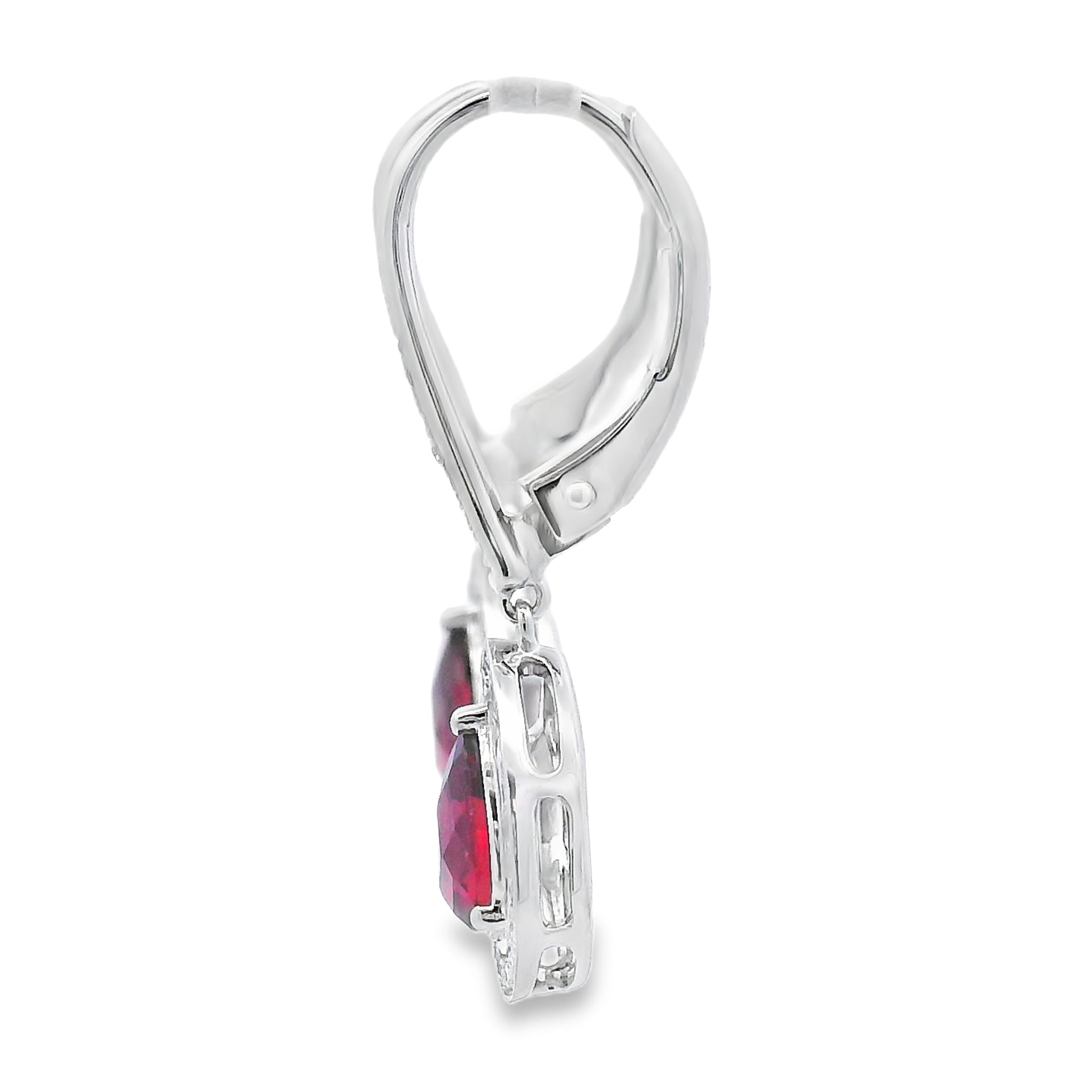 1.05ct Garnet Diamond Dangle Earrings 10KT White Gold on sale at MyriadMart