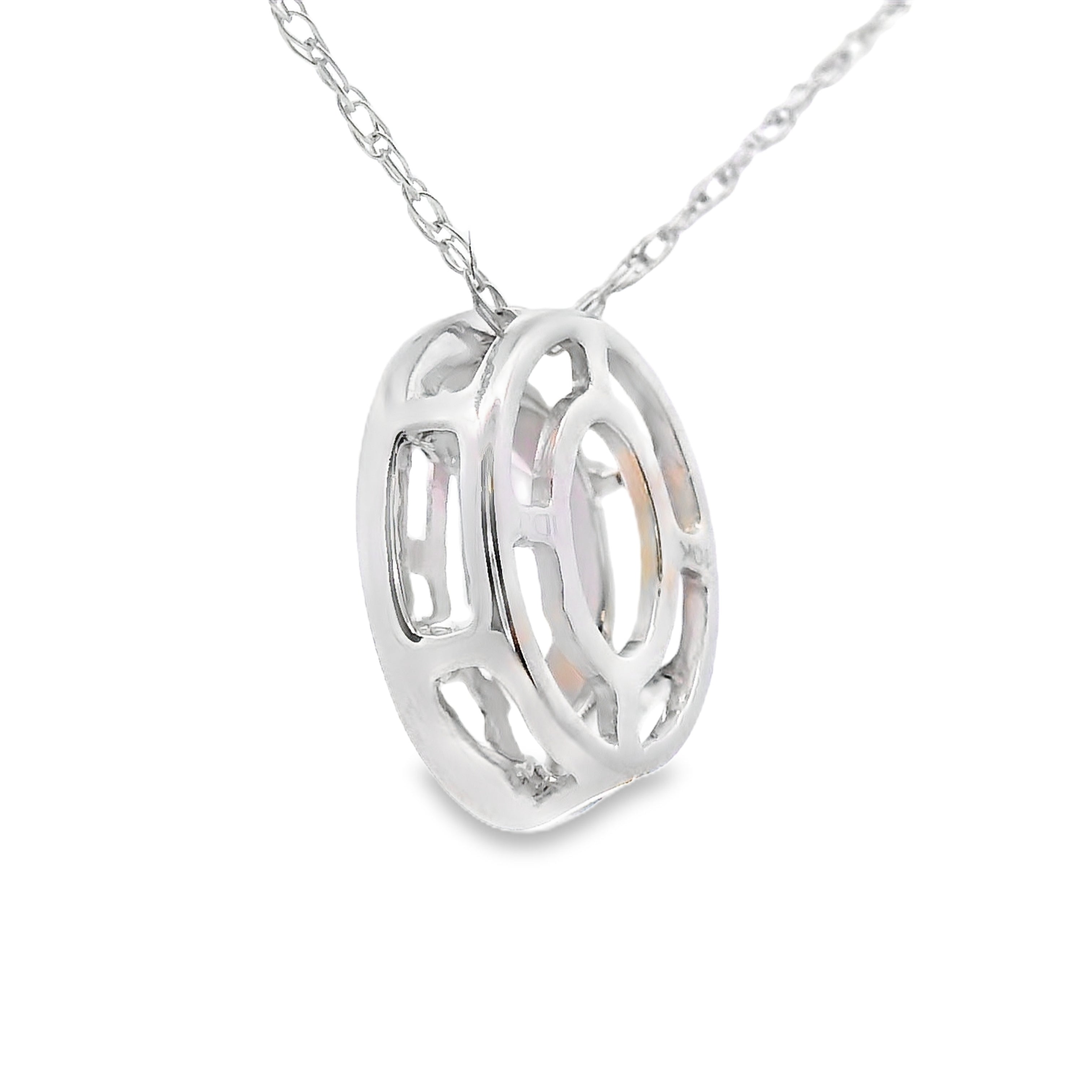 Rose Quartz Diamond Fashion Pendants 10KT White Gold on sale at MyriadMart