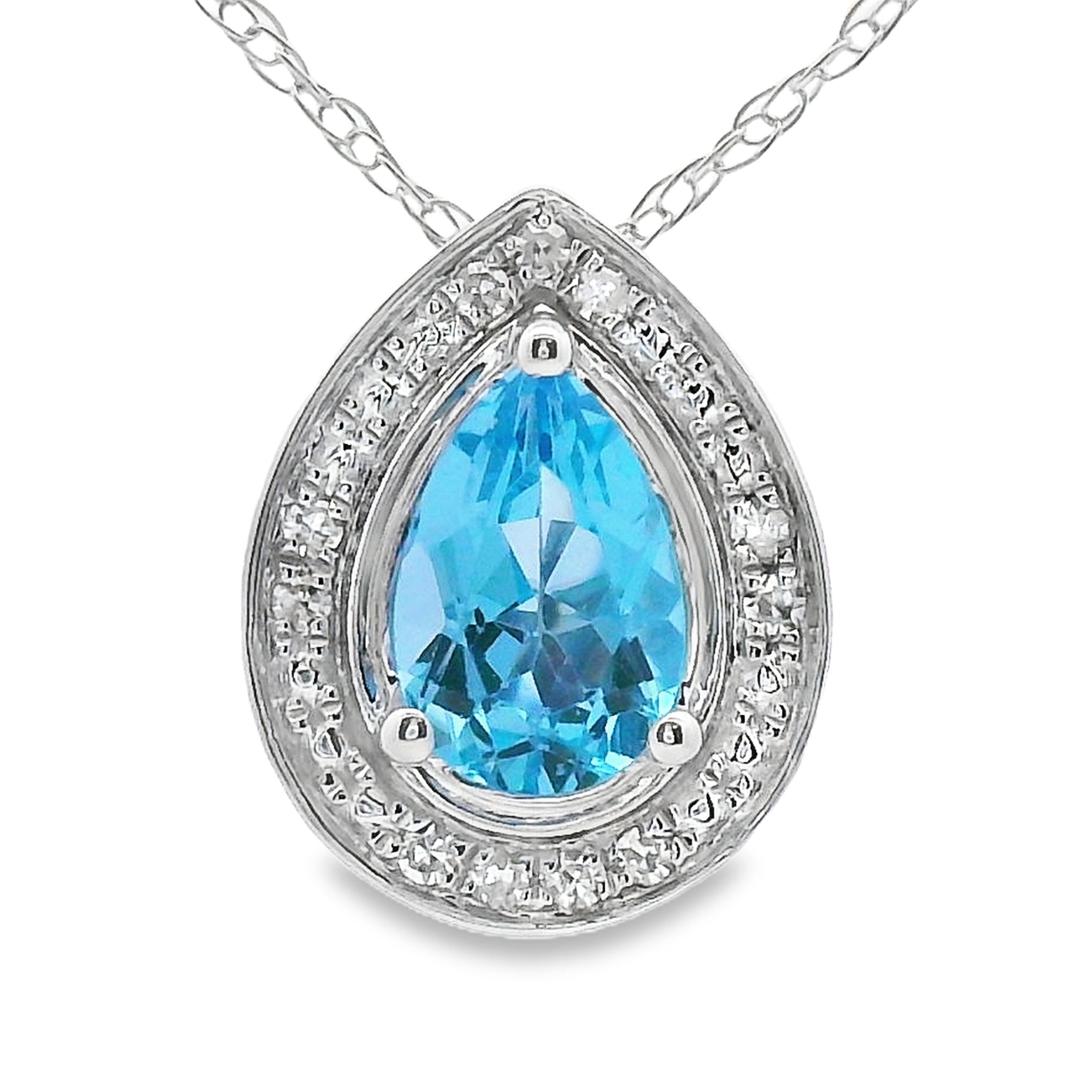 Blue Topaz Diamond Fashion Pendants 10KT White Gold on sale at MyriadMart