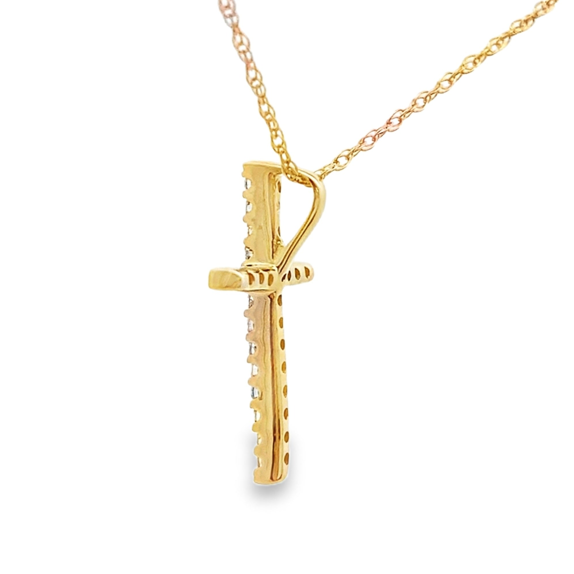 .10ct Diamond Cross Religious Pendant 14KT Yellow Gold on sale at MyriadMart