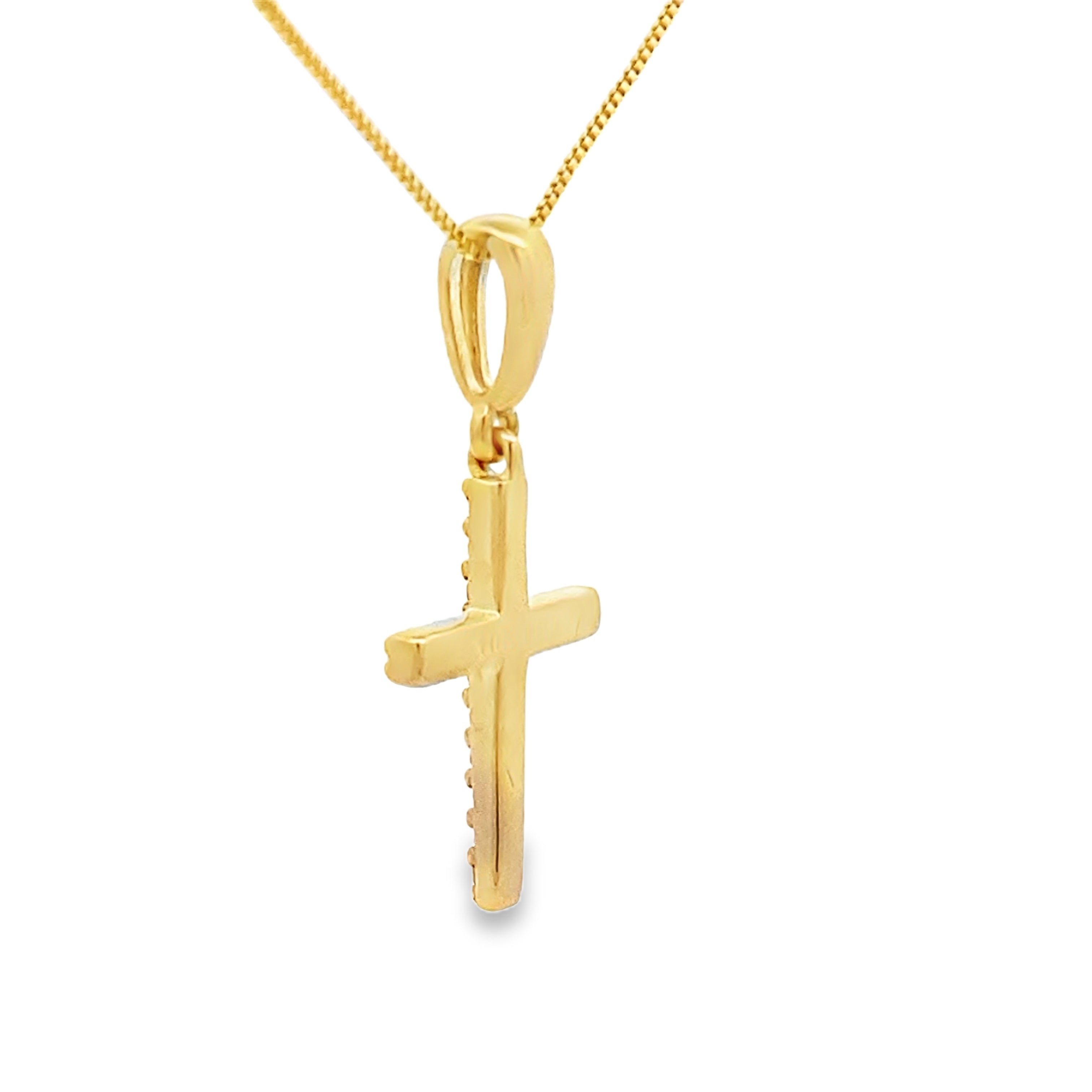.08ct Diamond Cross Religious Pendant 10KT Yellow Gold on sale at MyriadMart