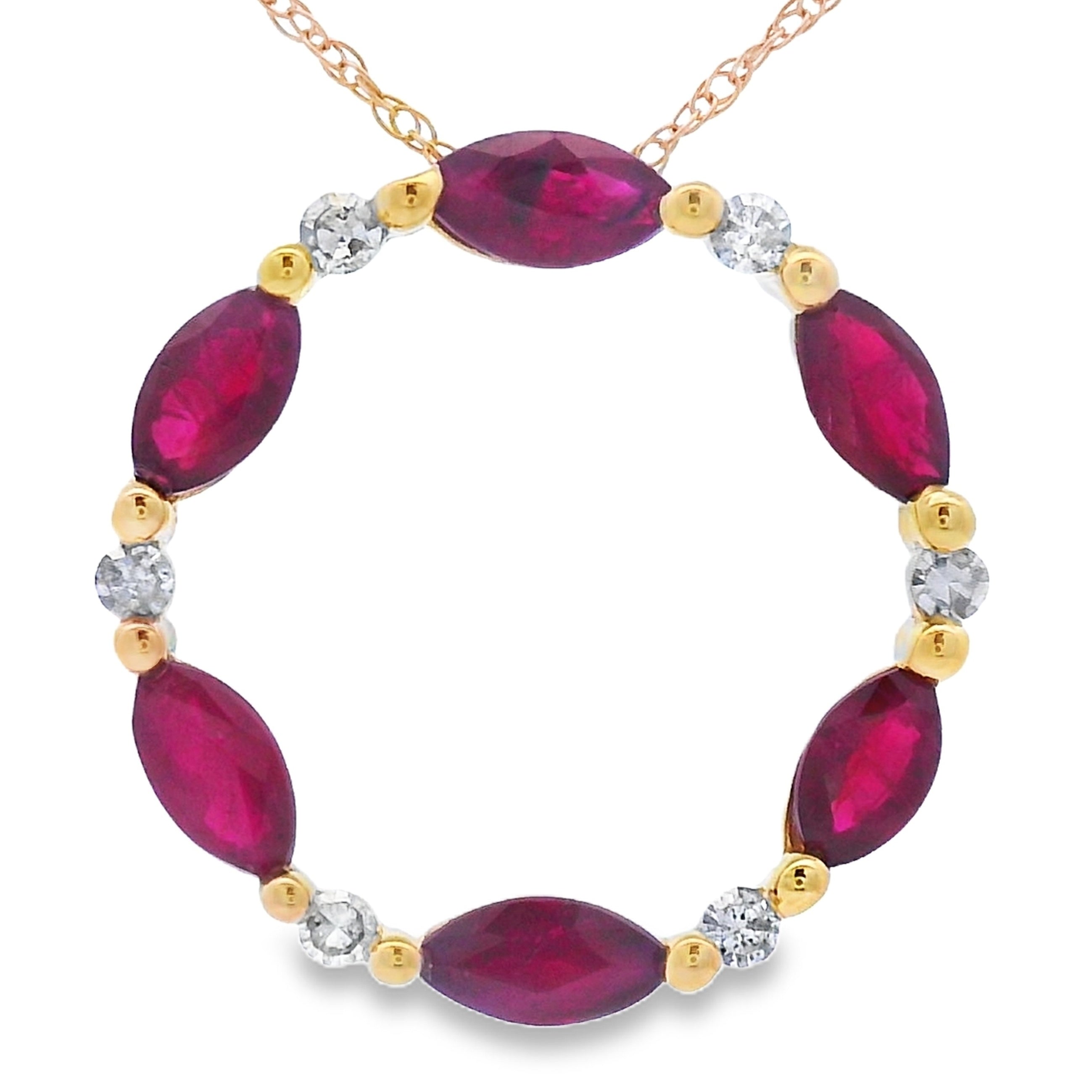 Ruby Diamond Circle of Love Pendant 10KT Yellow Gold on sale at MyriadMart