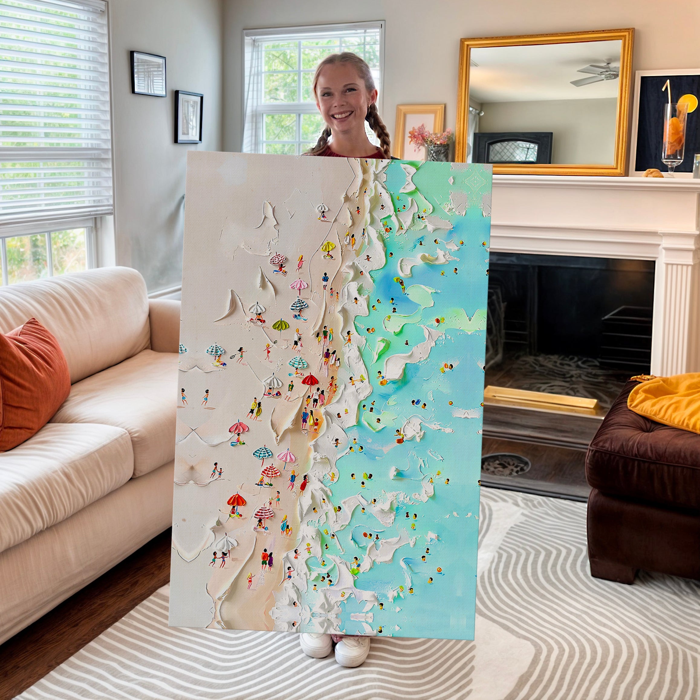 Beachfront Painting Coastal Wall Art on sale at MyriadMart