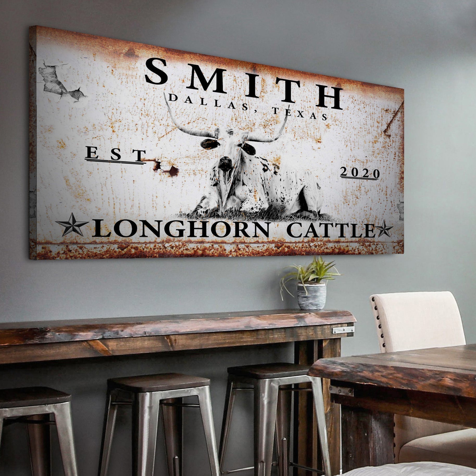 Longhorn Rustic Cattle Sign on sale at MyriadMart