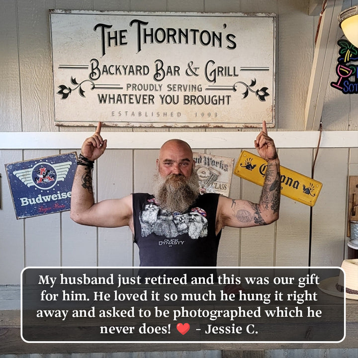 Backyard Bar & Grill Sign on sale at MyriadMart