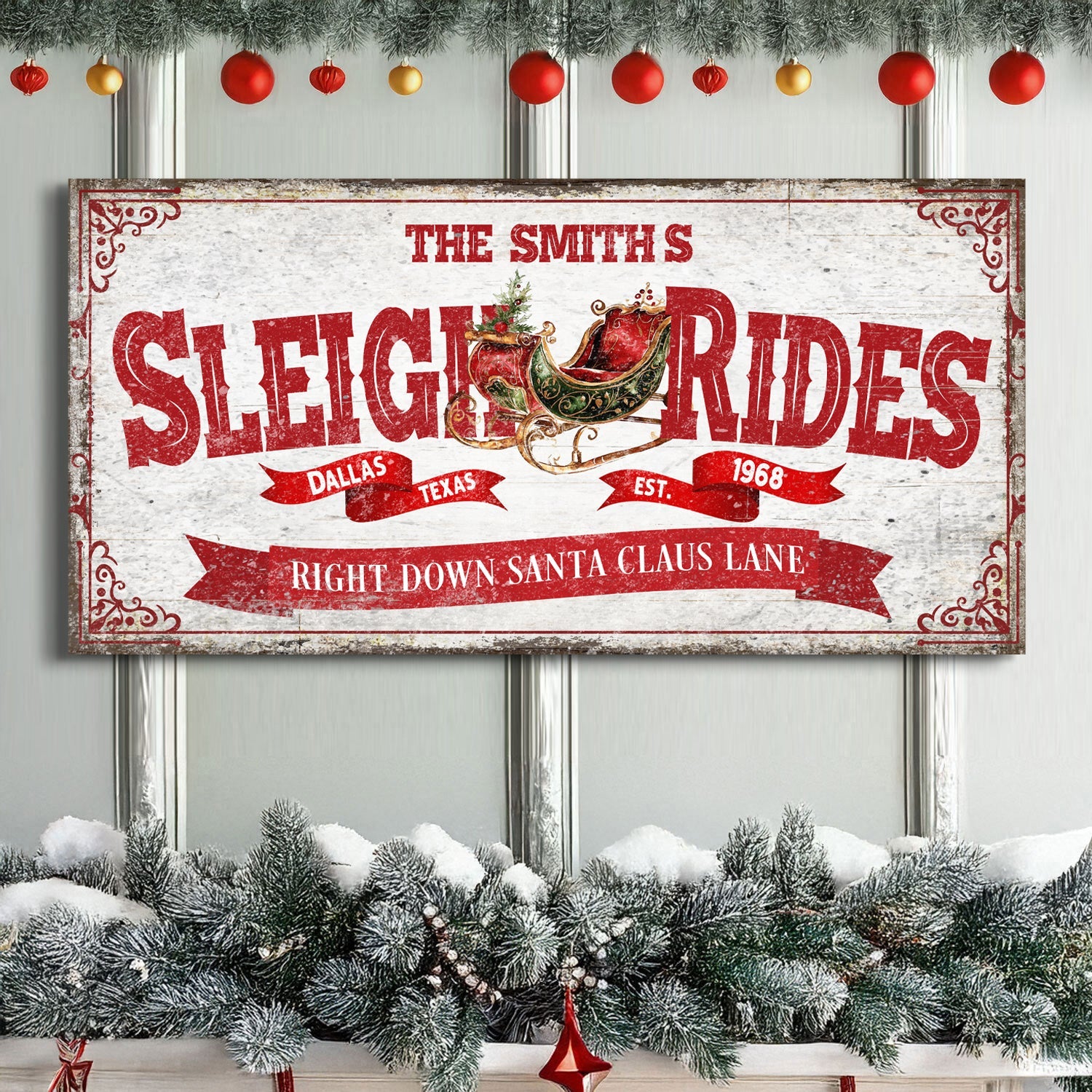 Sleigh Rides Christmas Sign IV on sale at MyriadMart