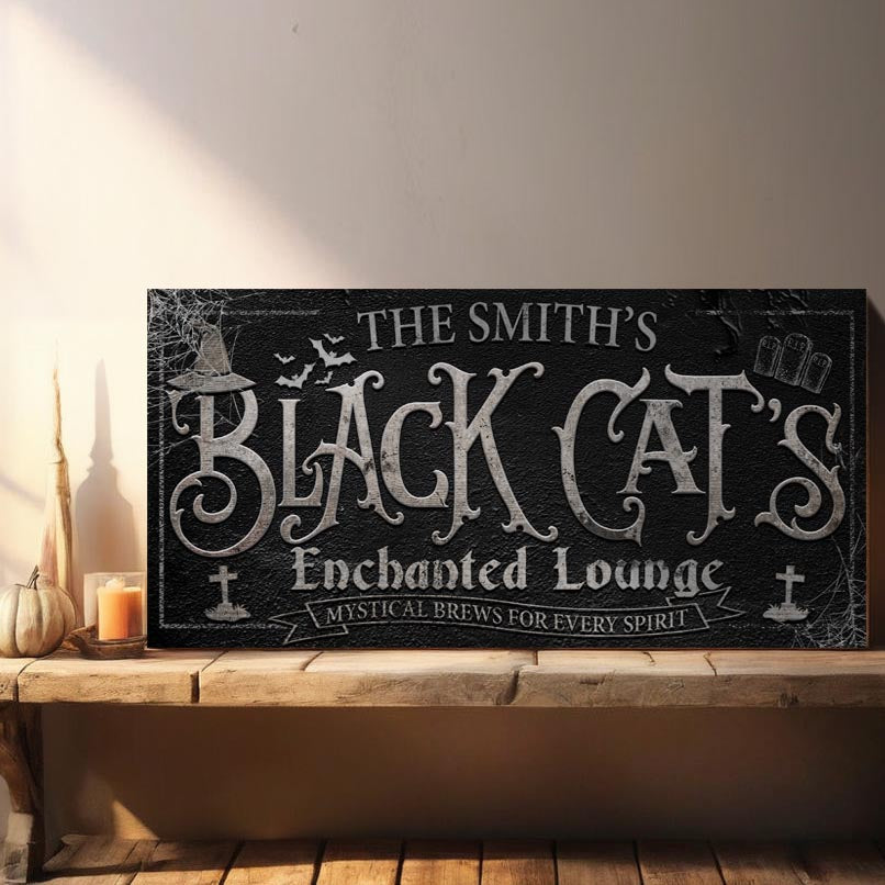 Black Cat's Enchanted Lounge Halloween Sign II on sale at MyriadMart