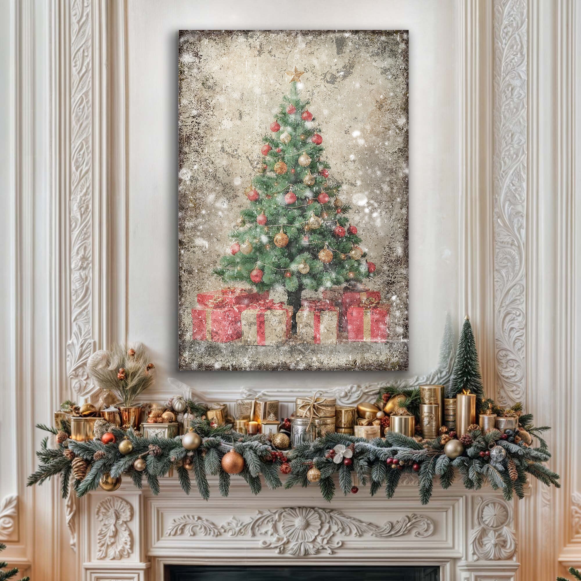 Vintage Christmas Tree With Gifts Wall Art III on sale at MyriadMart