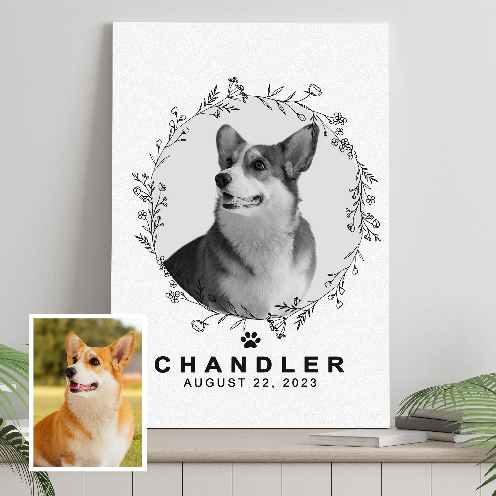 Pet Memorial Portrait Monochrome Sign on sale at MyriadMart