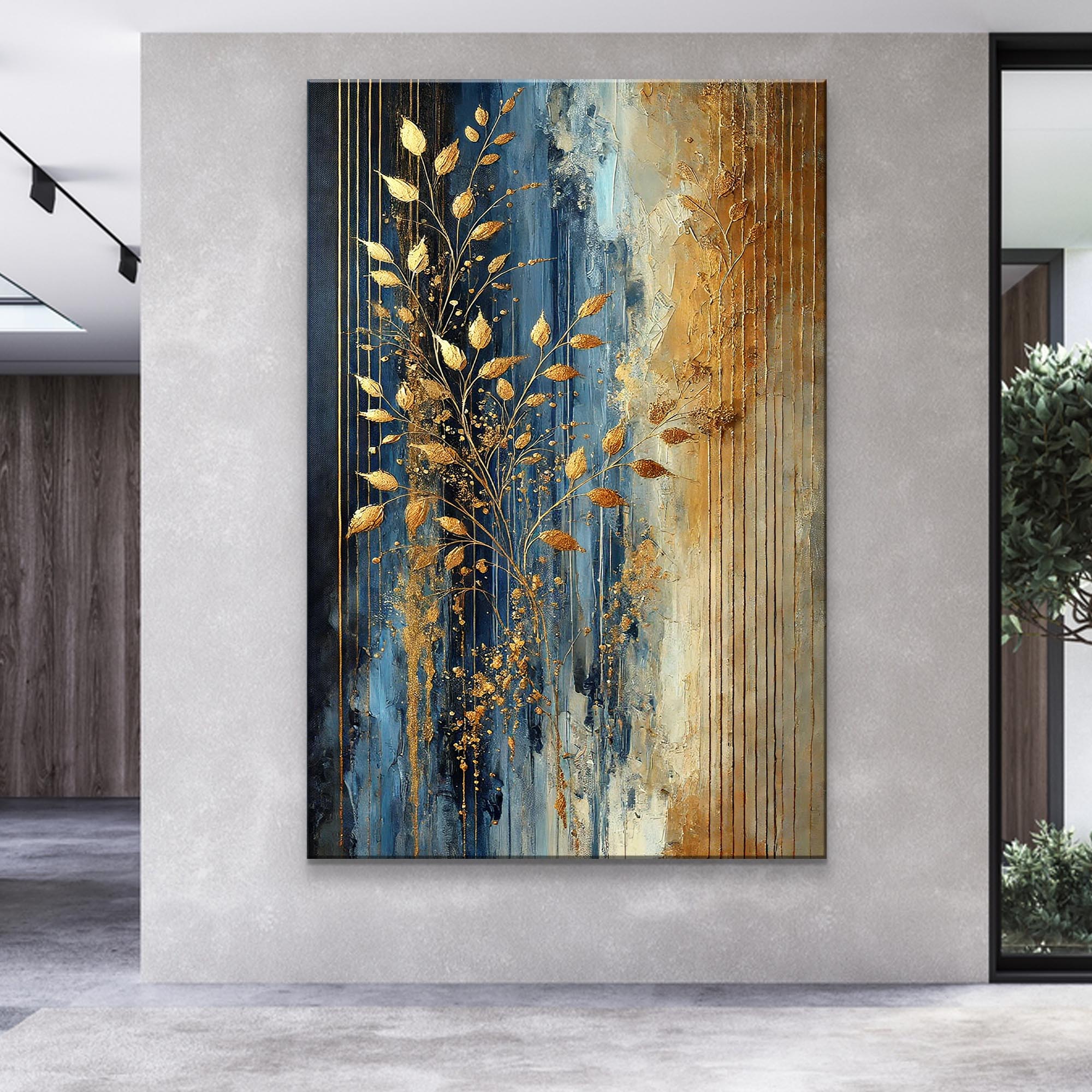 Modern Gold Leaves Wall Art on sale at MyriadMart