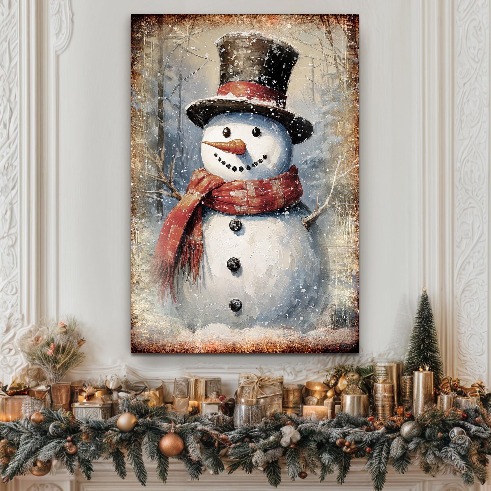 Vintage Snowman Christmas Wall Art on sale at MyriadMart