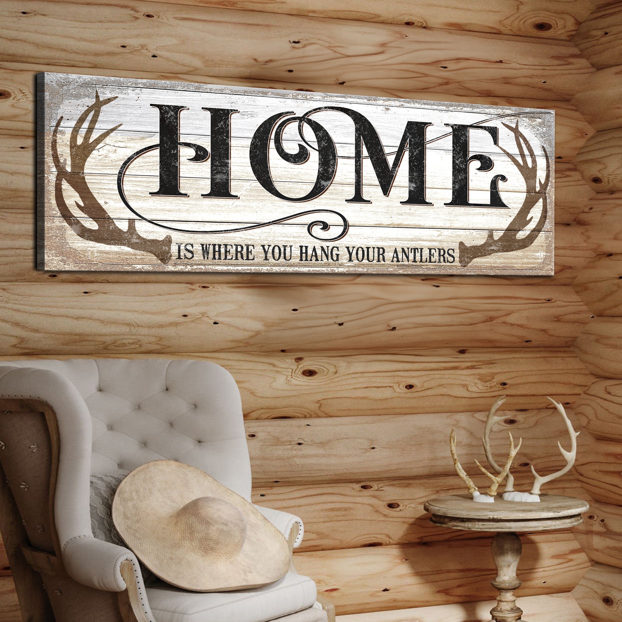 Home Is Where You Hang Your Antlers Sign II on sale at MyriadMart