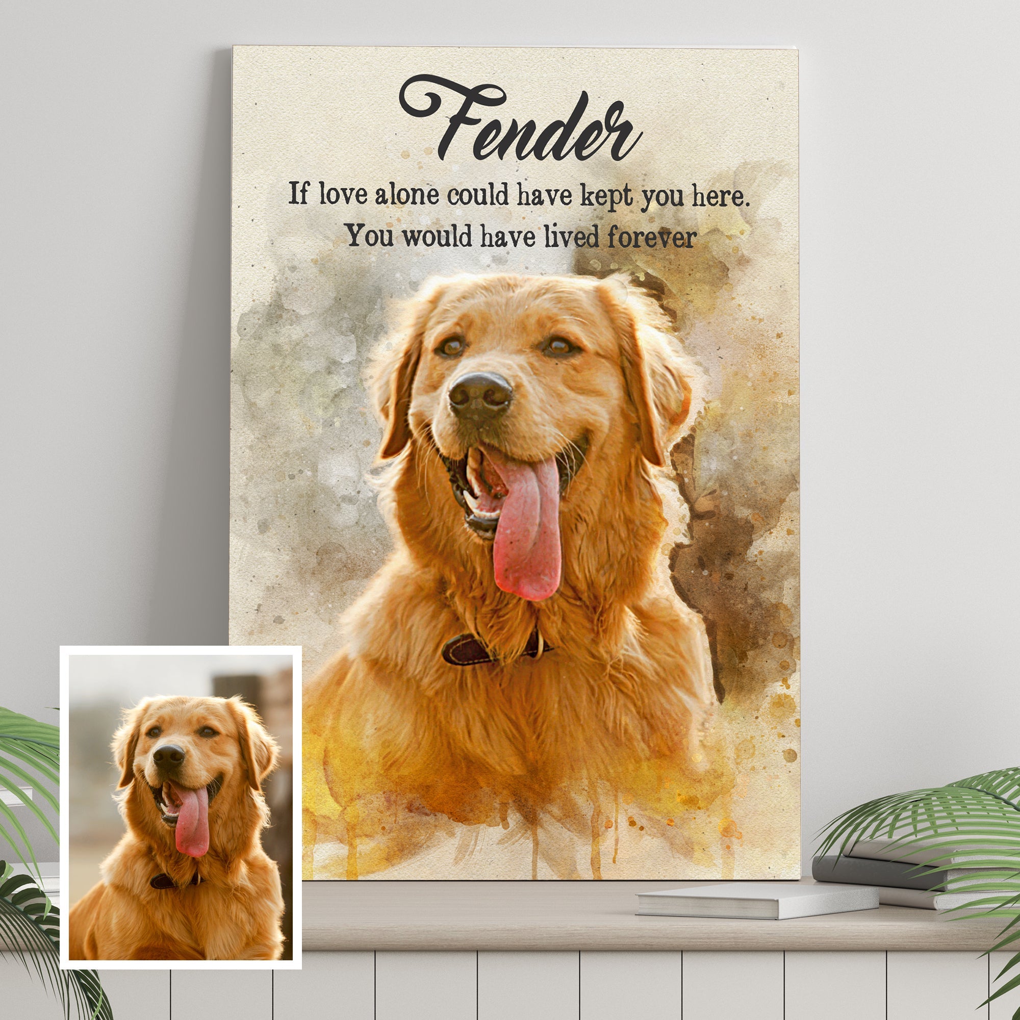 Pet Memorial Watercolor Portrait Sign on sale at MyriadMart