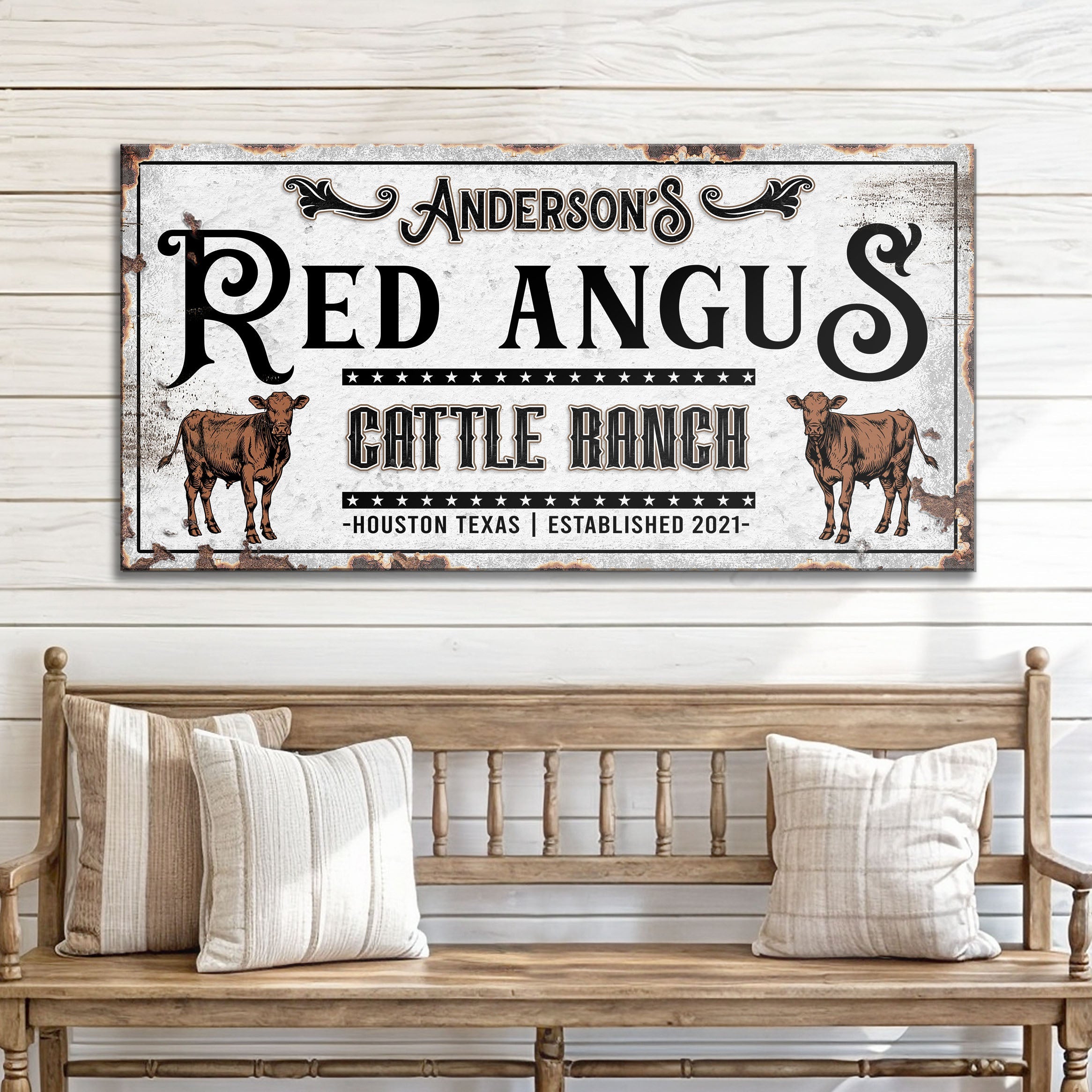 Personalized Red Angus Cattle Sign on sale at MyriadMart