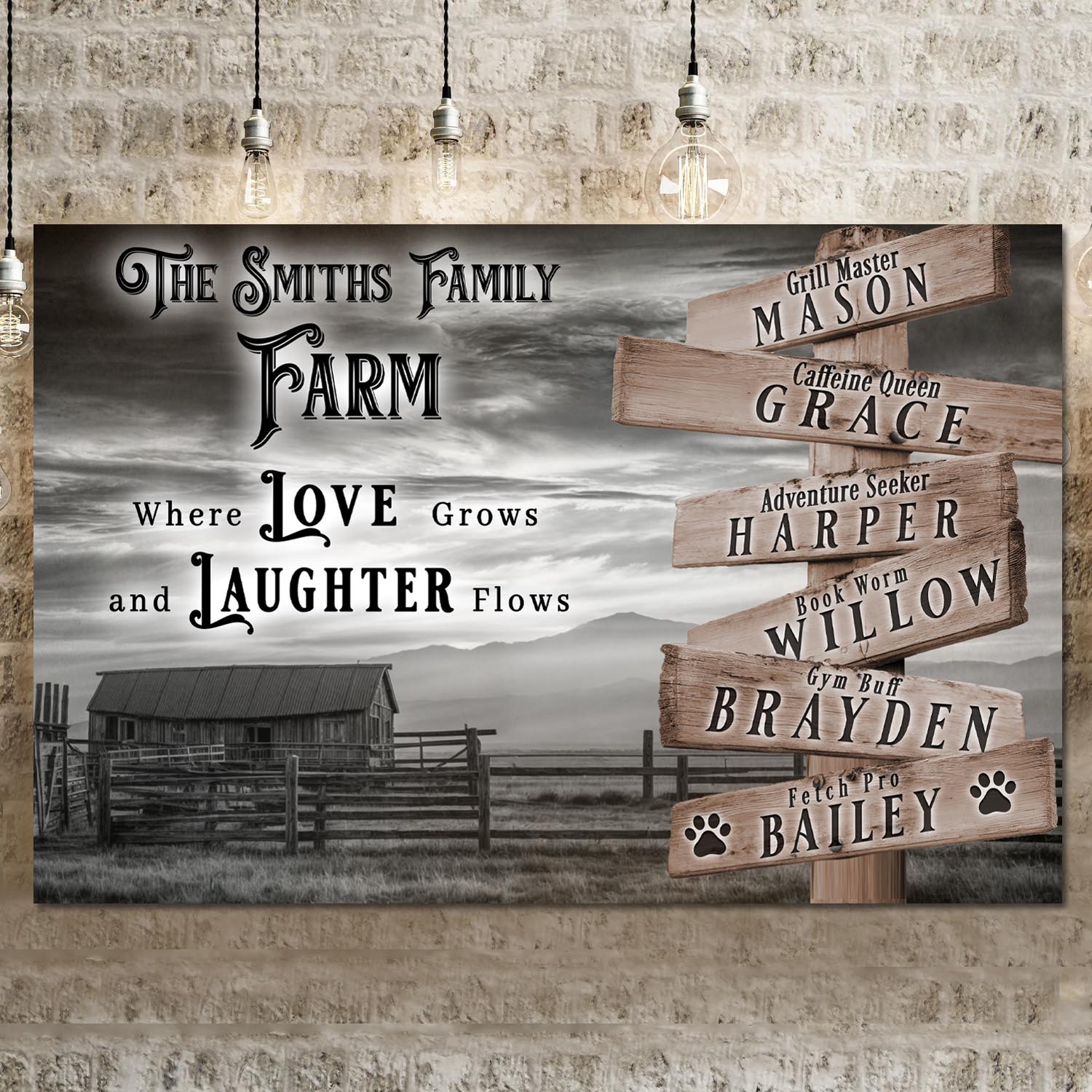 Where Love Grows And Laughter Flows Family Farm Names Sign on sale at MyriadMart