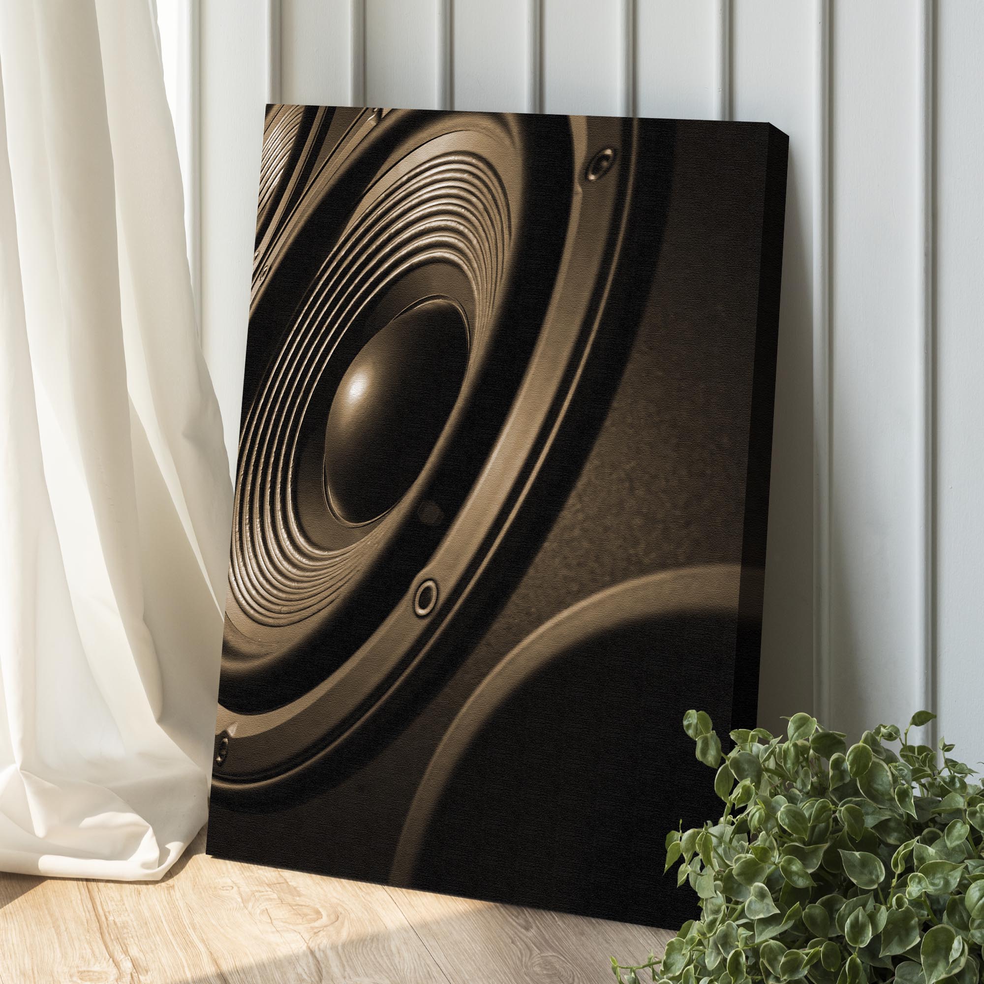 Music Equipment Speakers Sepia Canvas Wall Art on sale at MyriadMart