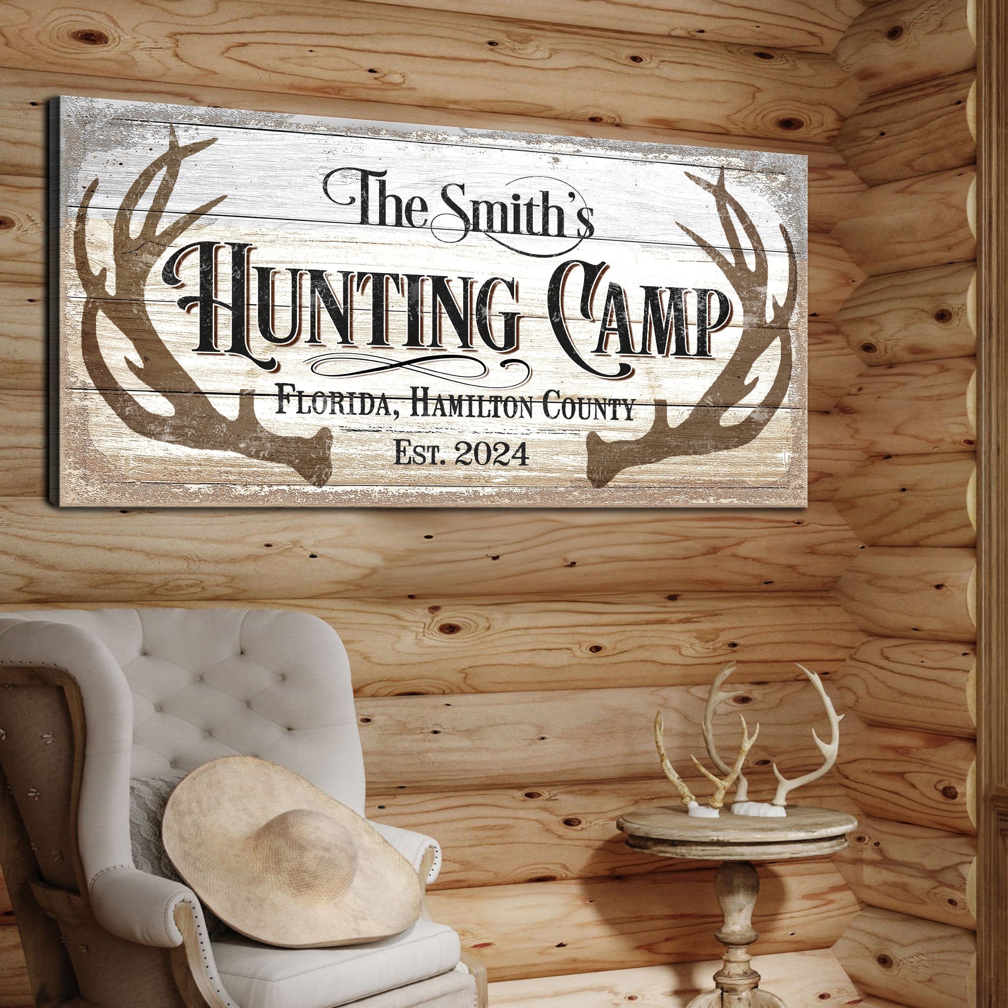 Hunting Camp Family Sign on sale at MyriadMart