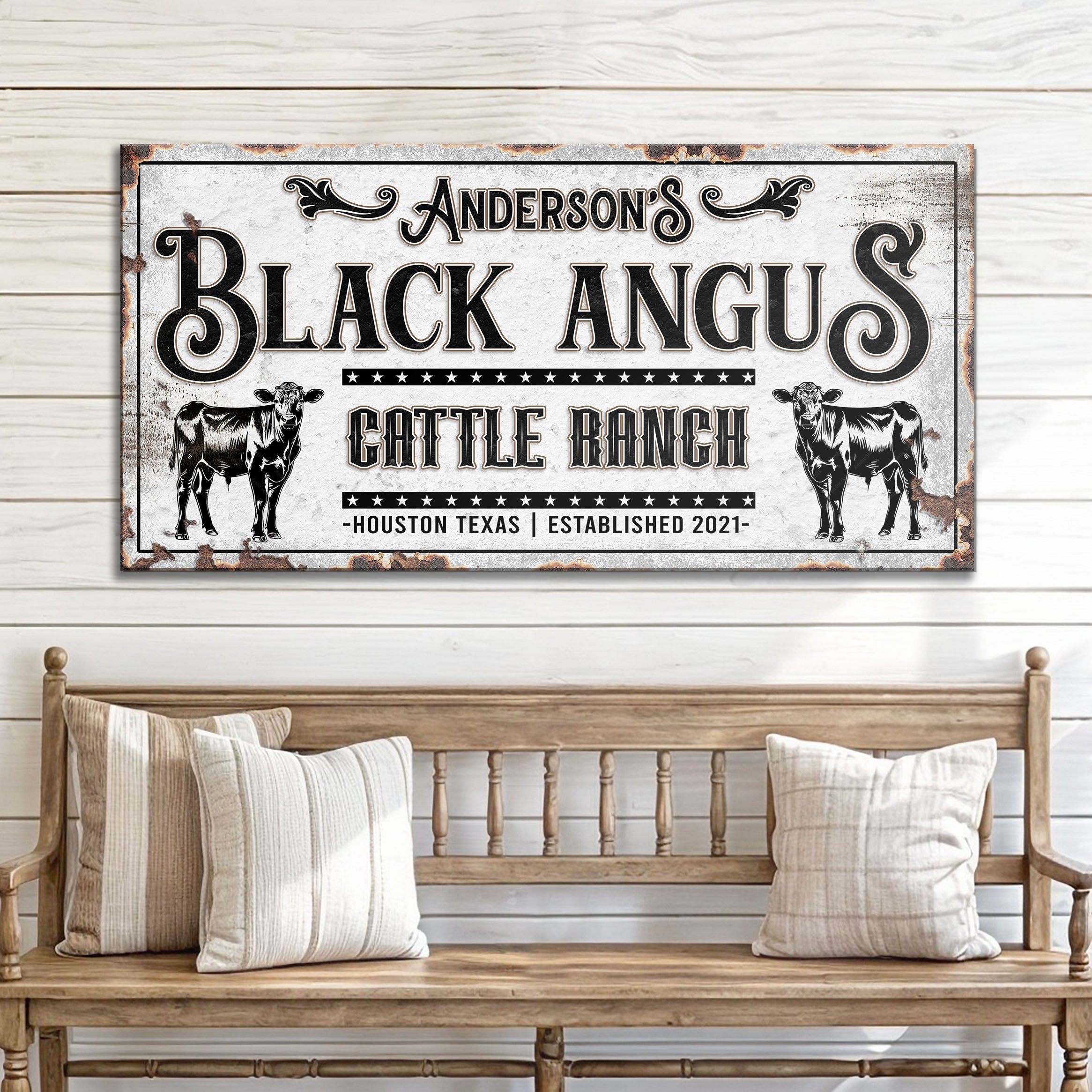 Personalized Black Angus Cattle Sign on sale at MyriadMart