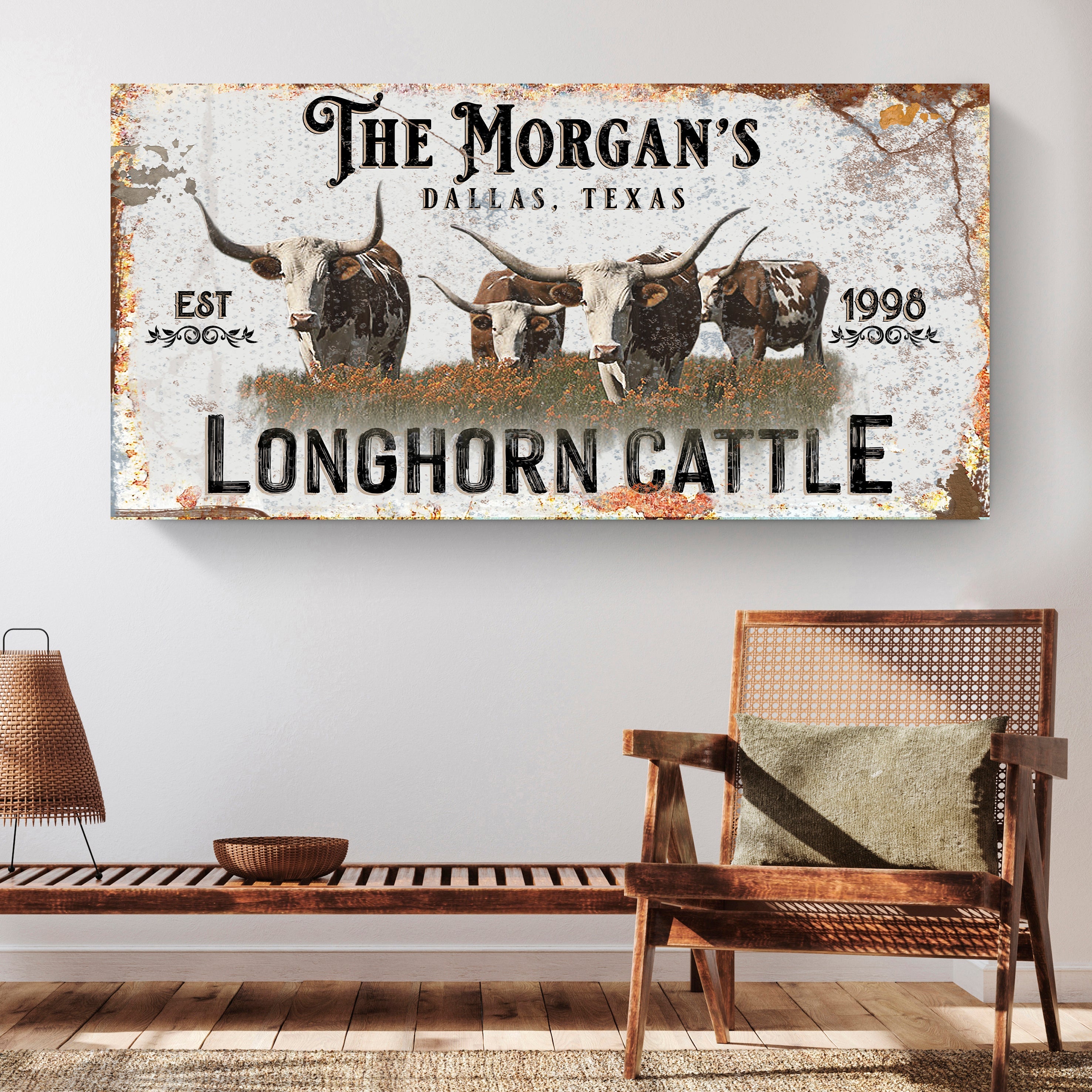 Personalized Long Horn Cattle Sign II on sale at MyriadMart