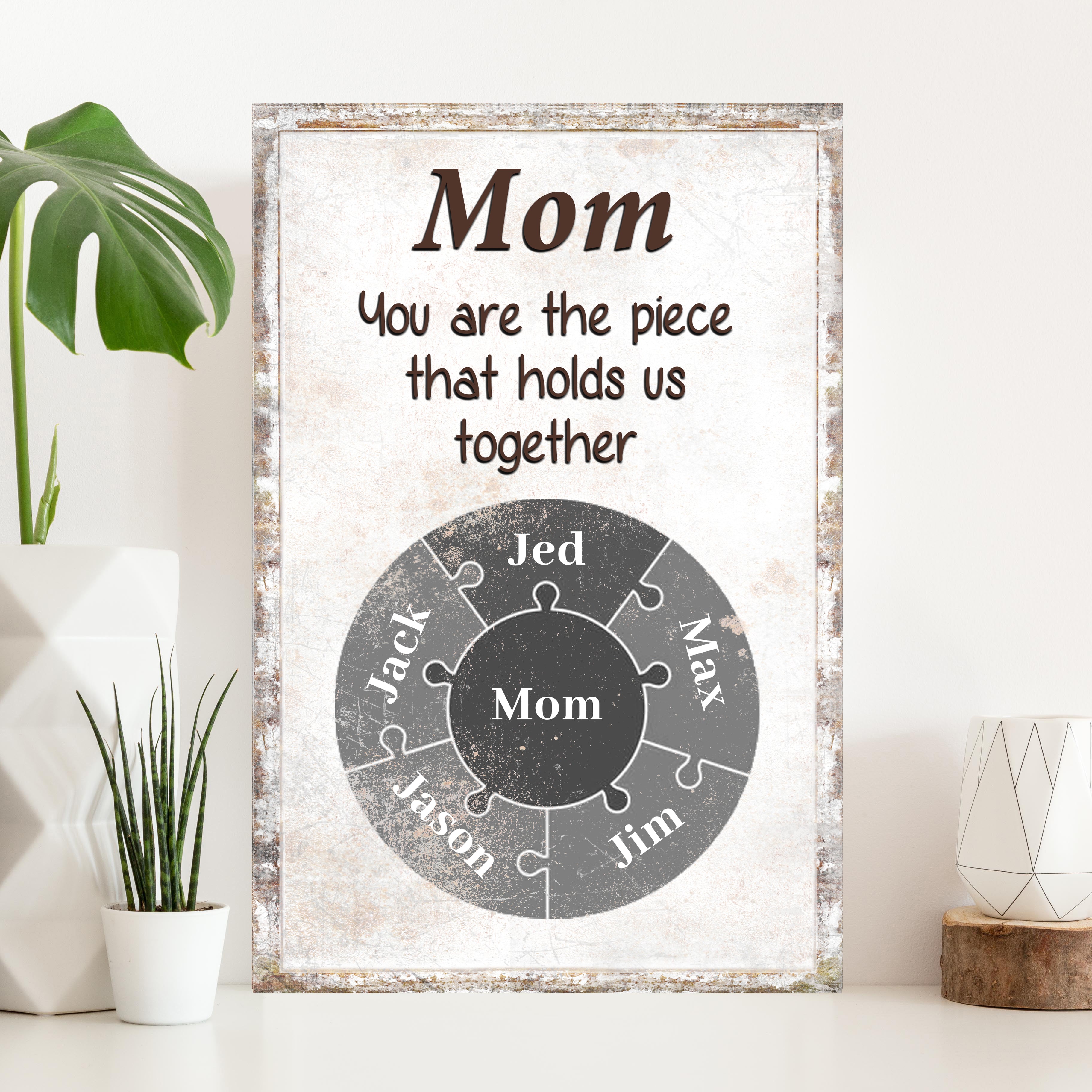 Mom Personalized Puzzle Sign on sale at MyriadMart