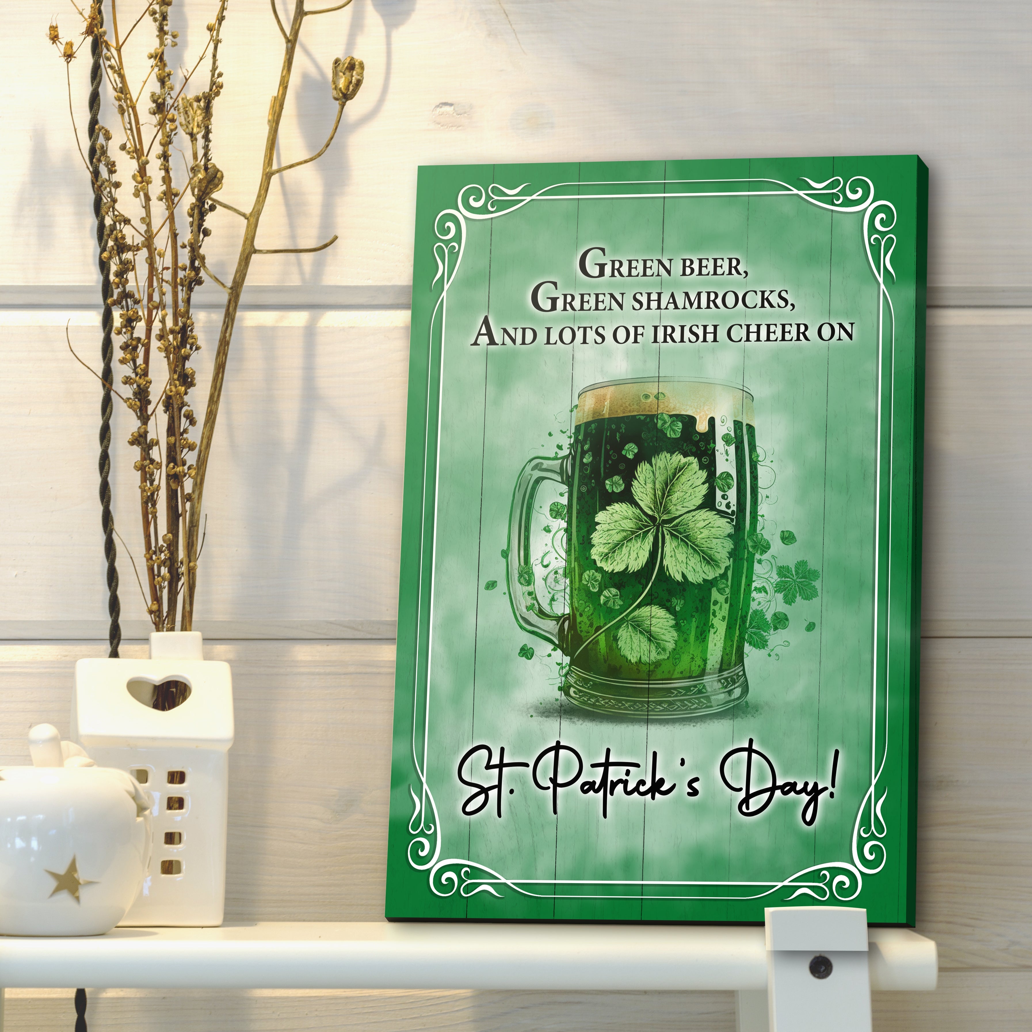 Green Beer, Green Shamrocks St. Patrick's Day Sign on sale at MyriadMart