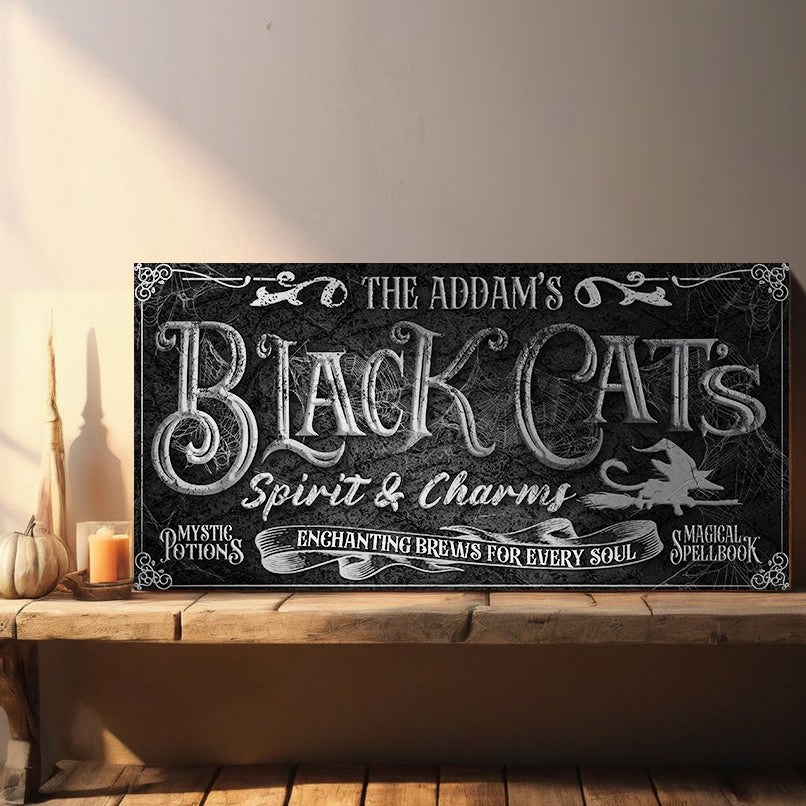 Black Cat’s Spirits & Charms Bar Halloween Sign II on sale at MyriadMart