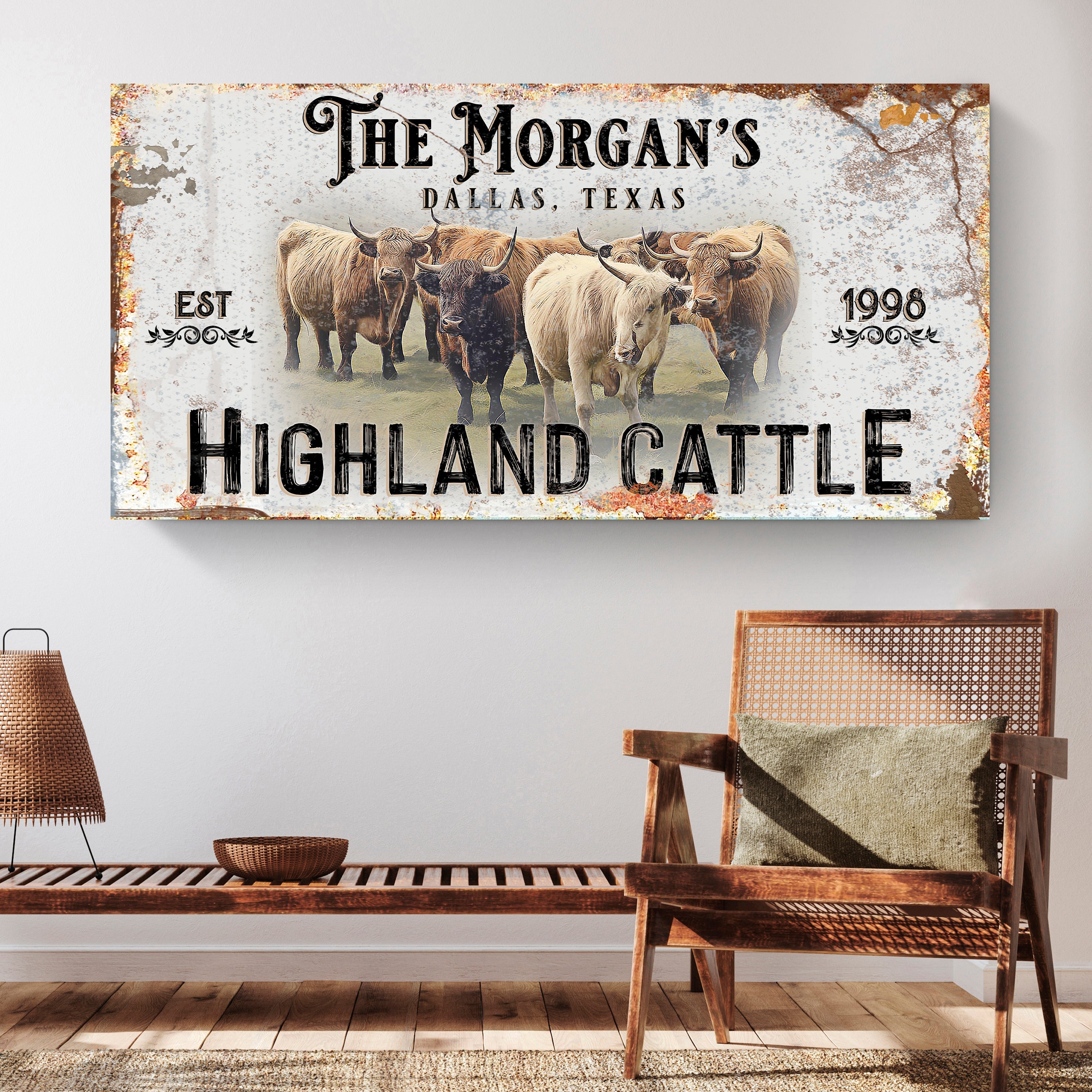 Personalized Highland Cattle Sign III on sale at MyriadMart