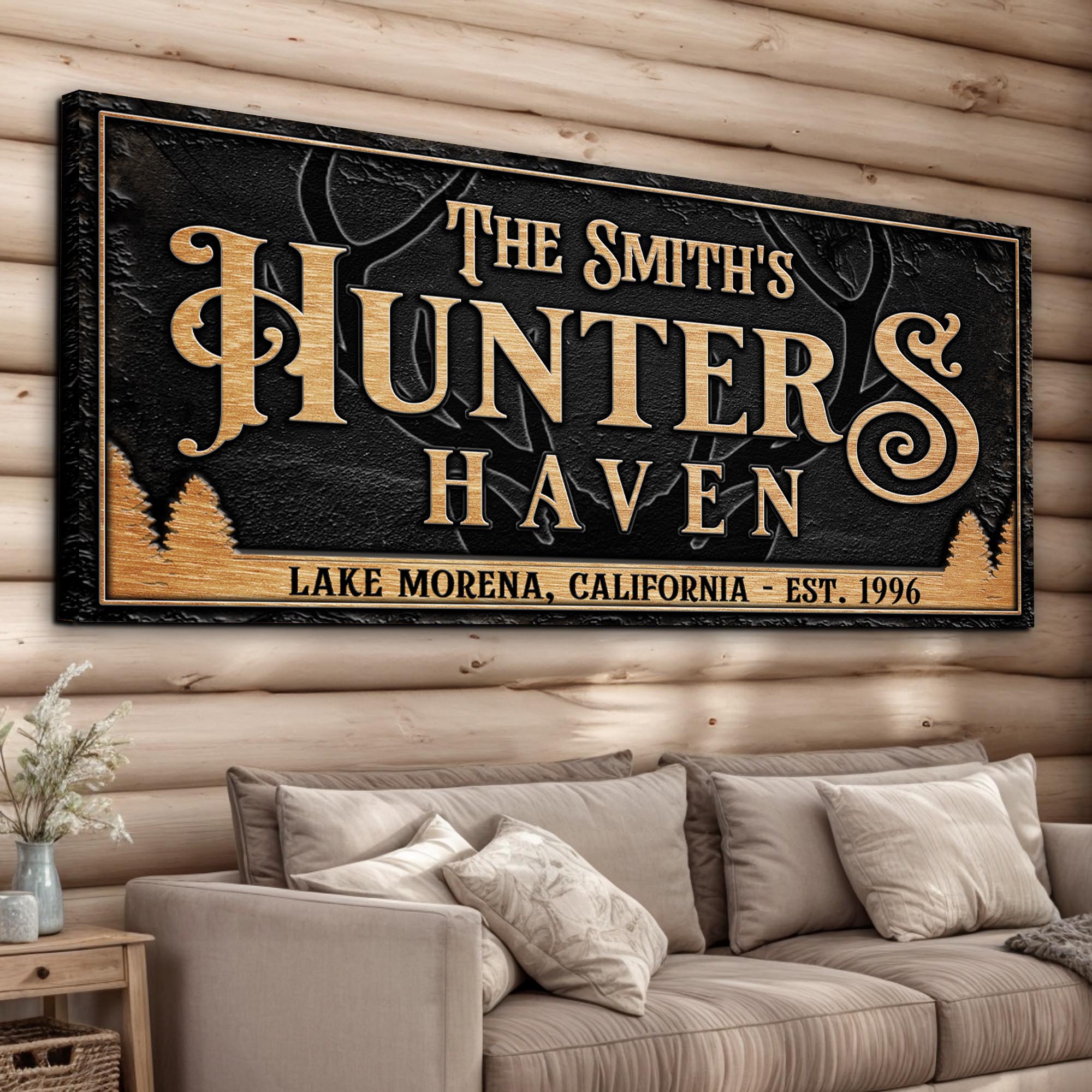 Personalized Hunters Haven Family Sign on sale at MyriadMart