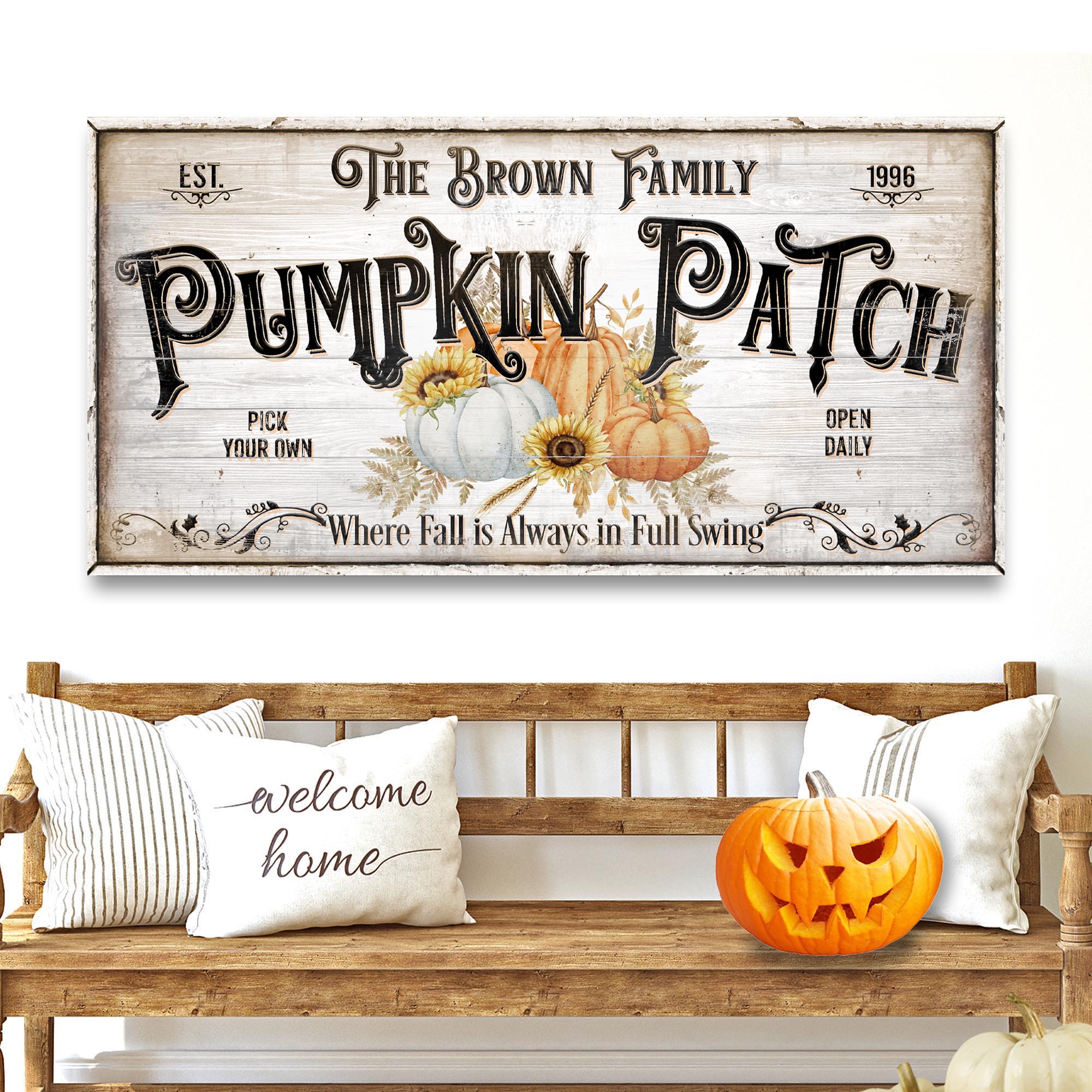 Personalized Pumpkin Patch Sign V on sale at MyriadMart