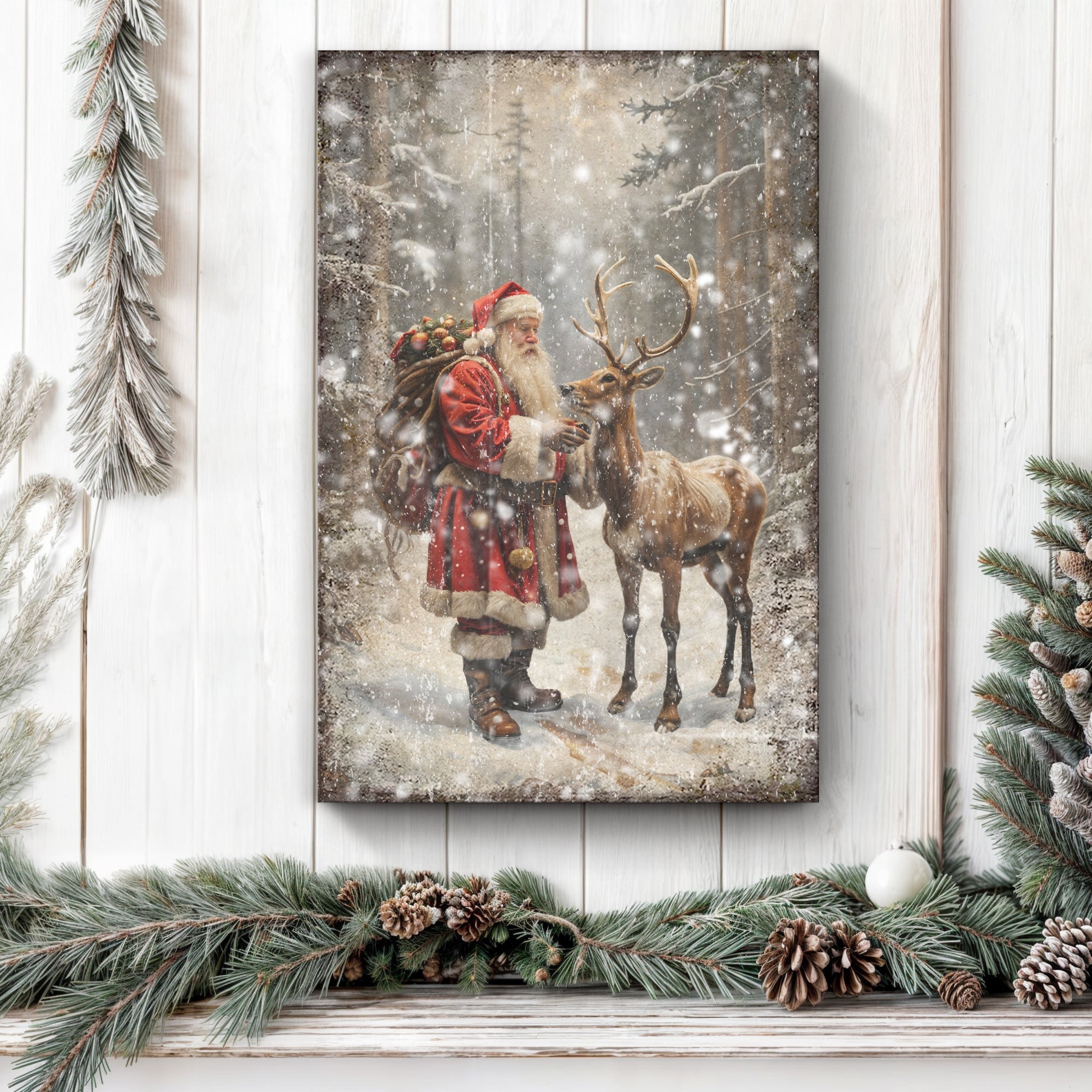 Vintage Woodland Santa Christmas Wall Art II on sale at MyriadMart