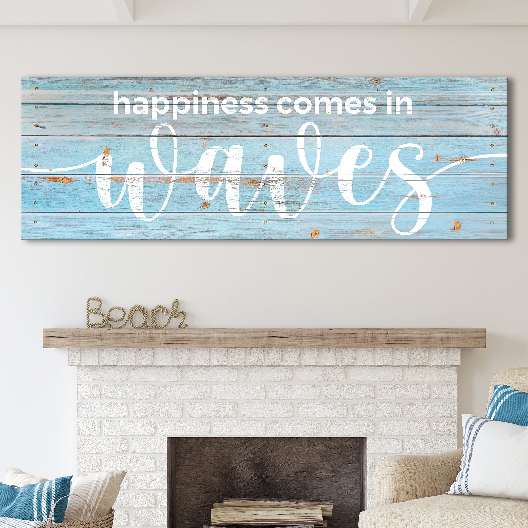Happiness Comes In Waves Sign on sale at MyriadMart
