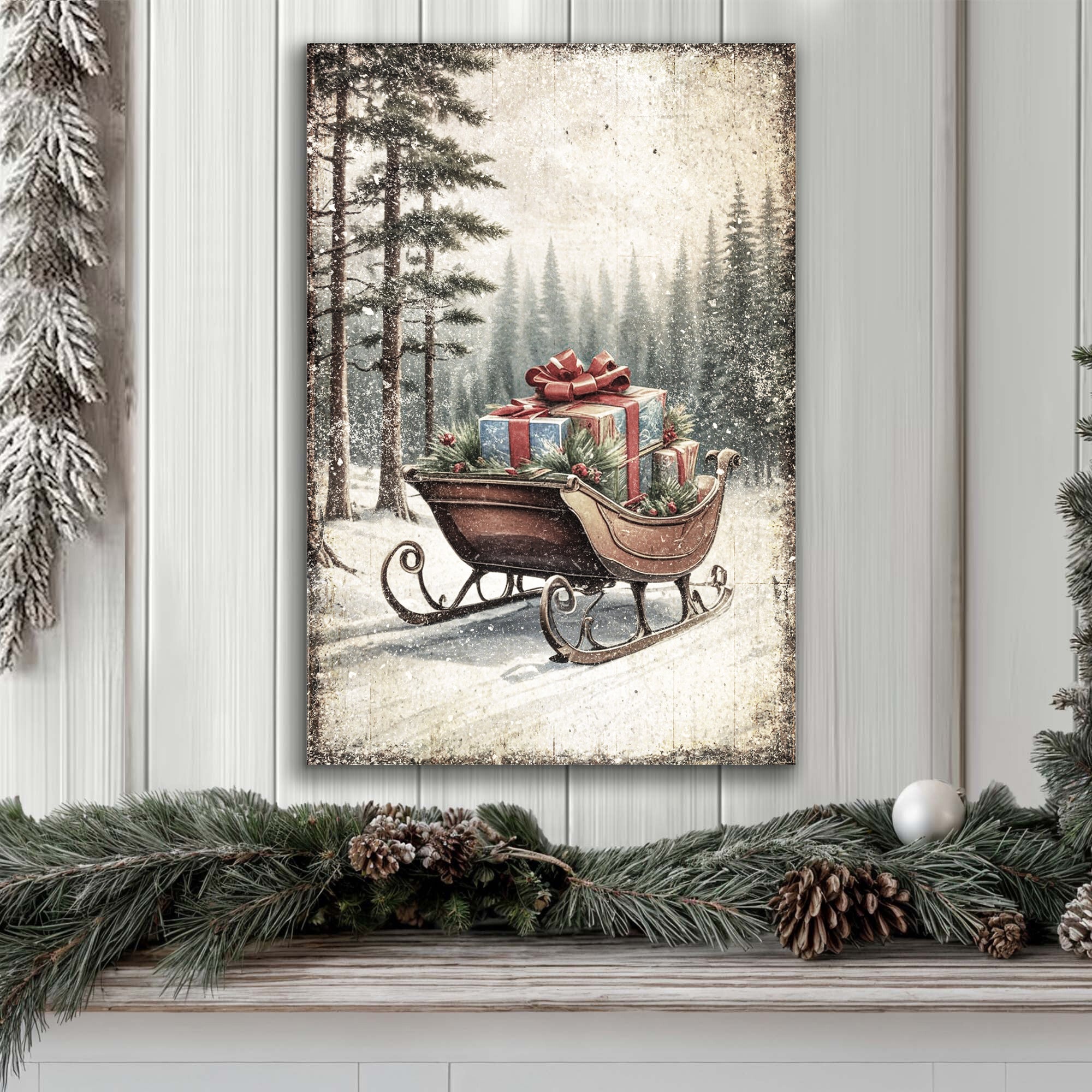 Vintage Christmas Sleigh Sled Wall Art III on sale at MyriadMart