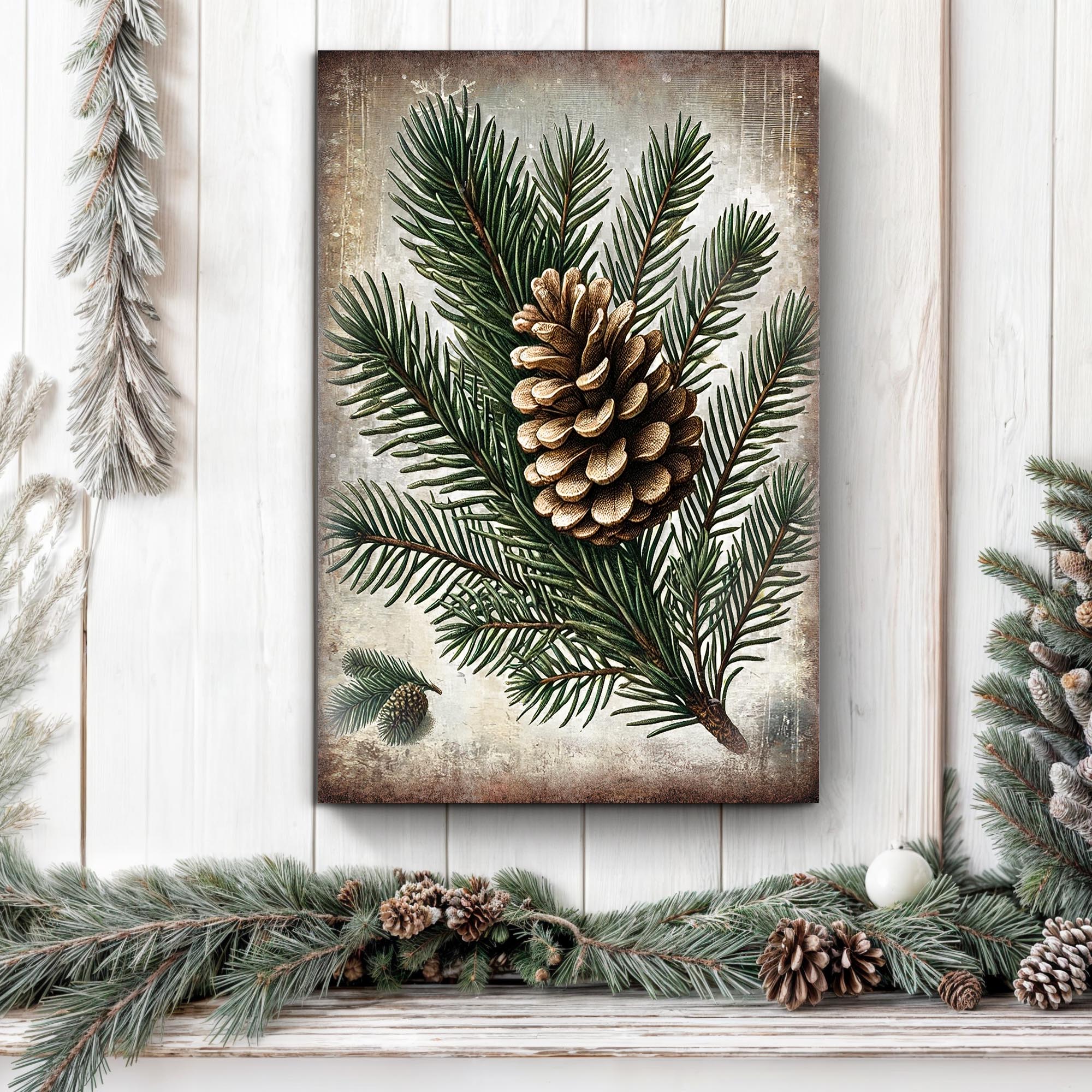 Vintage Winter Pine Cone Christmas Wall Art on sale at MyriadMart