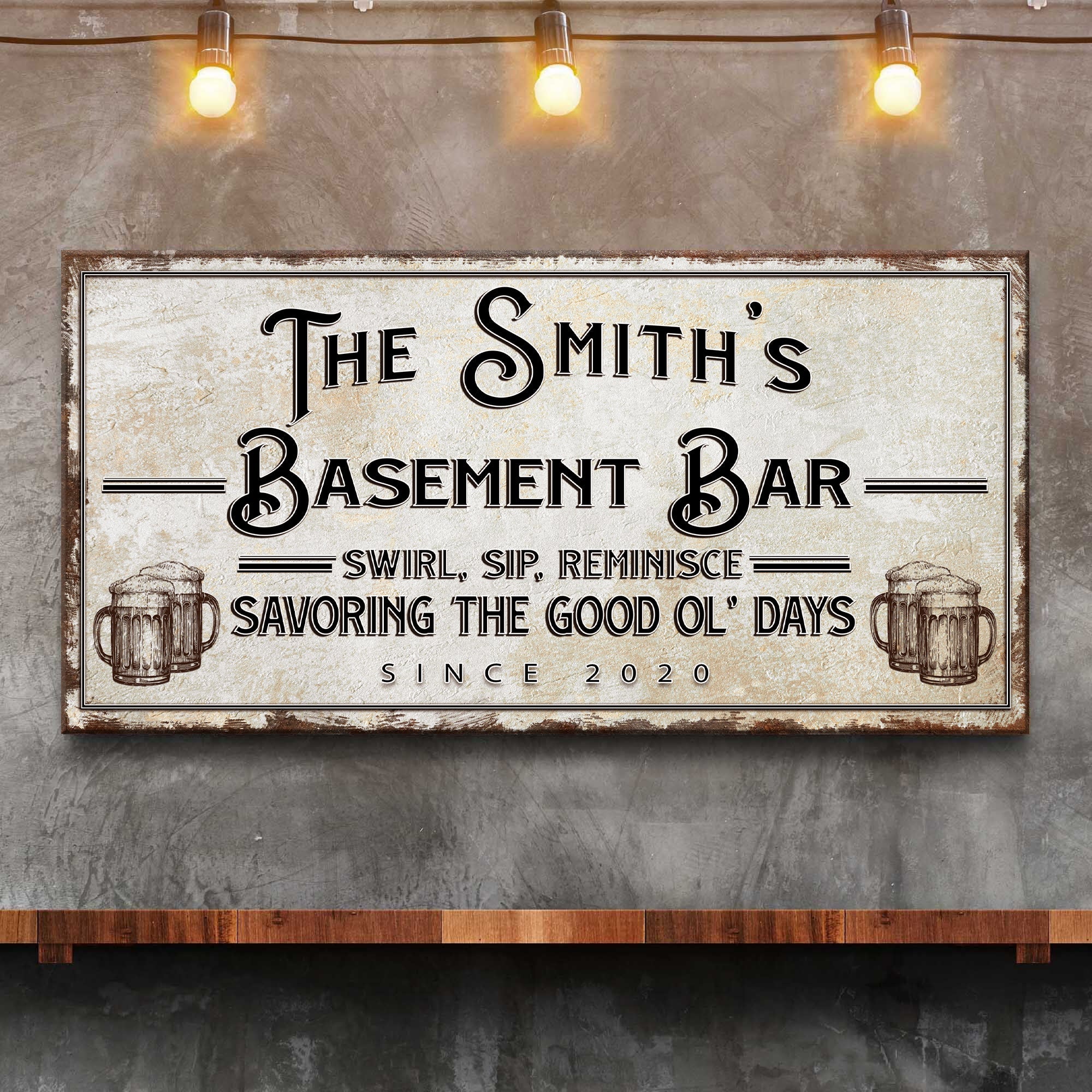 Swirl, Sip, Reminisce Basement Bar Sign on sale at MyriadMart