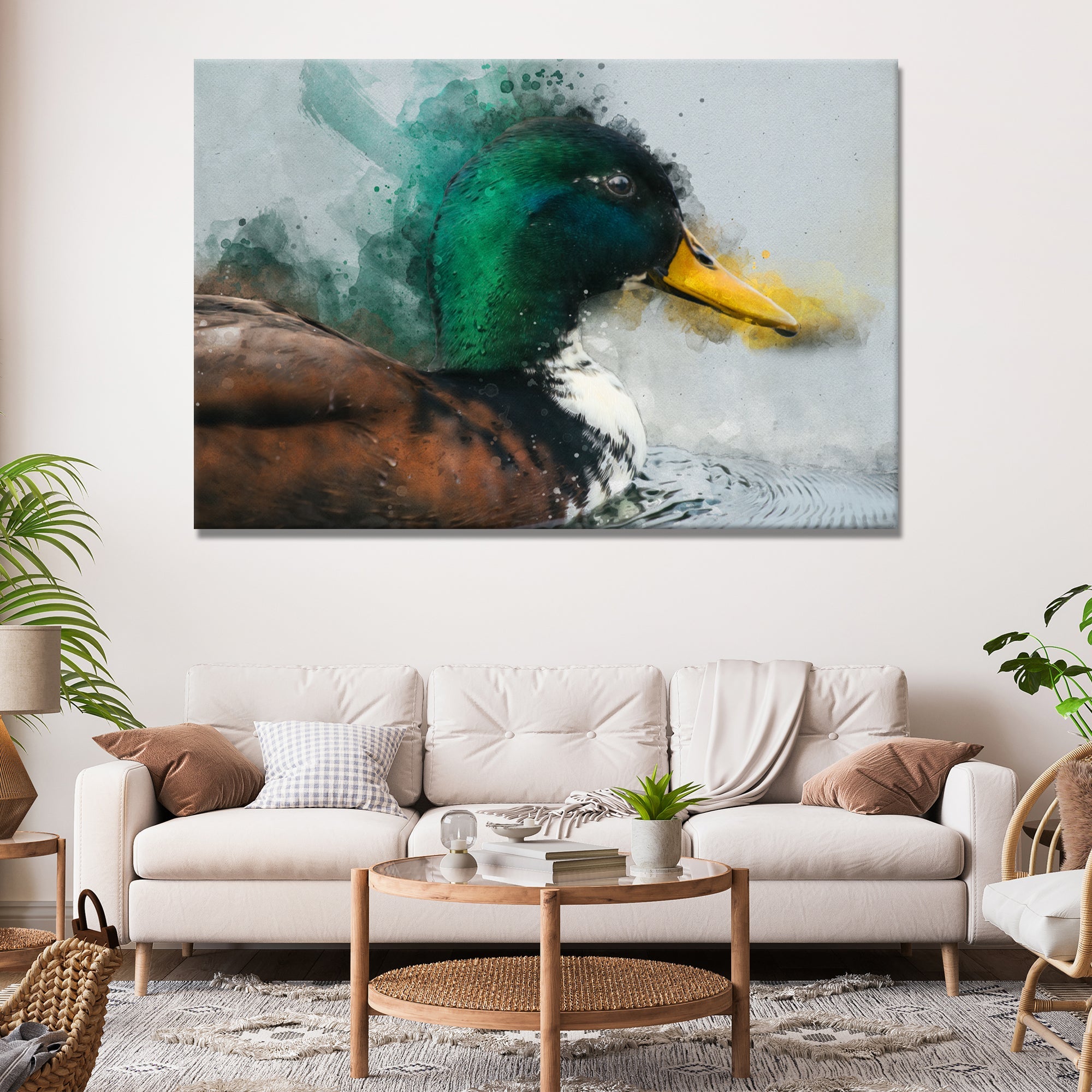 Duck Watercolor Canvas Wall Art on sale at MyriadMart