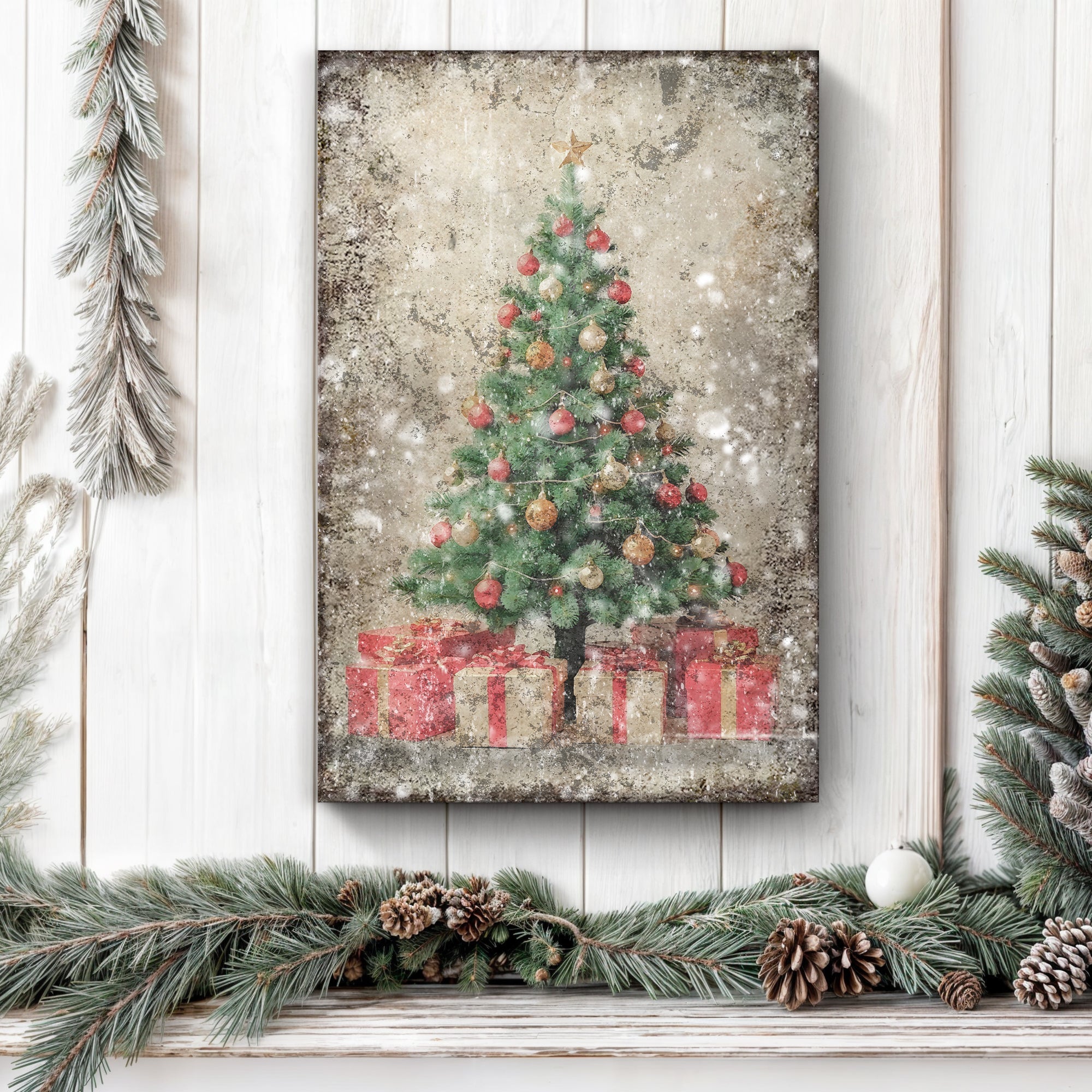 Vintage Christmas Tree With Gifts Wall Art III on sale at MyriadMart