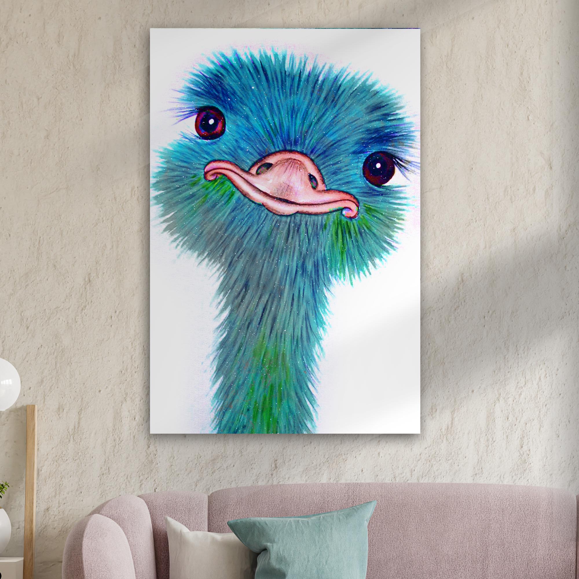Watercolor Ostrich Canvas Wall Art on sale at MyriadMart