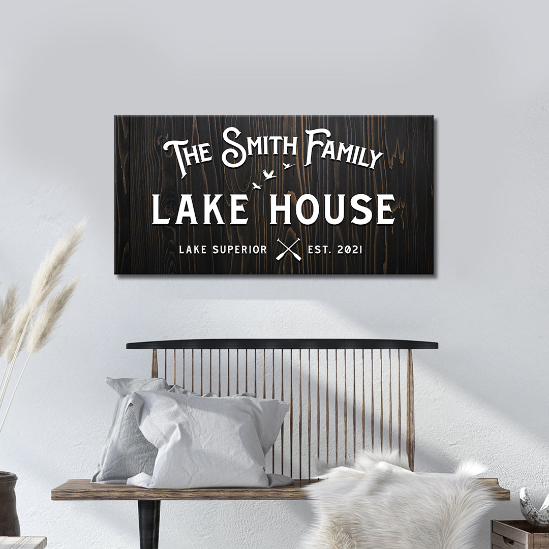 Rustic Family Lake House Sign on sale at MyriadMart