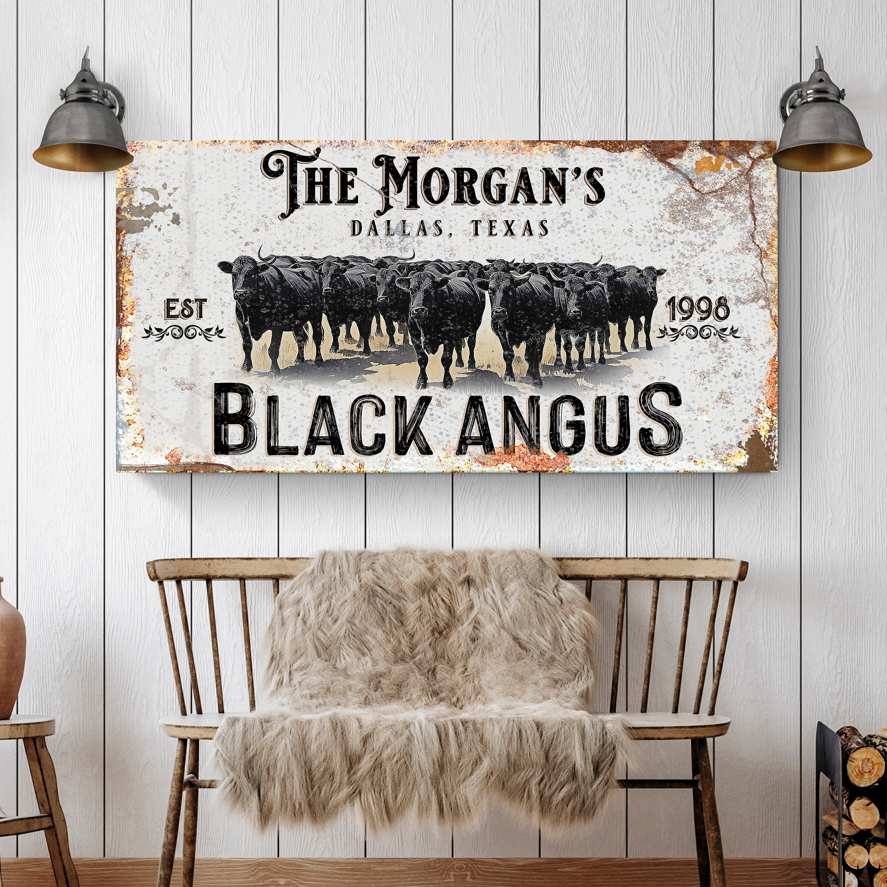 Personalized Black Angus Cattle Sign II on sale at MyriadMart