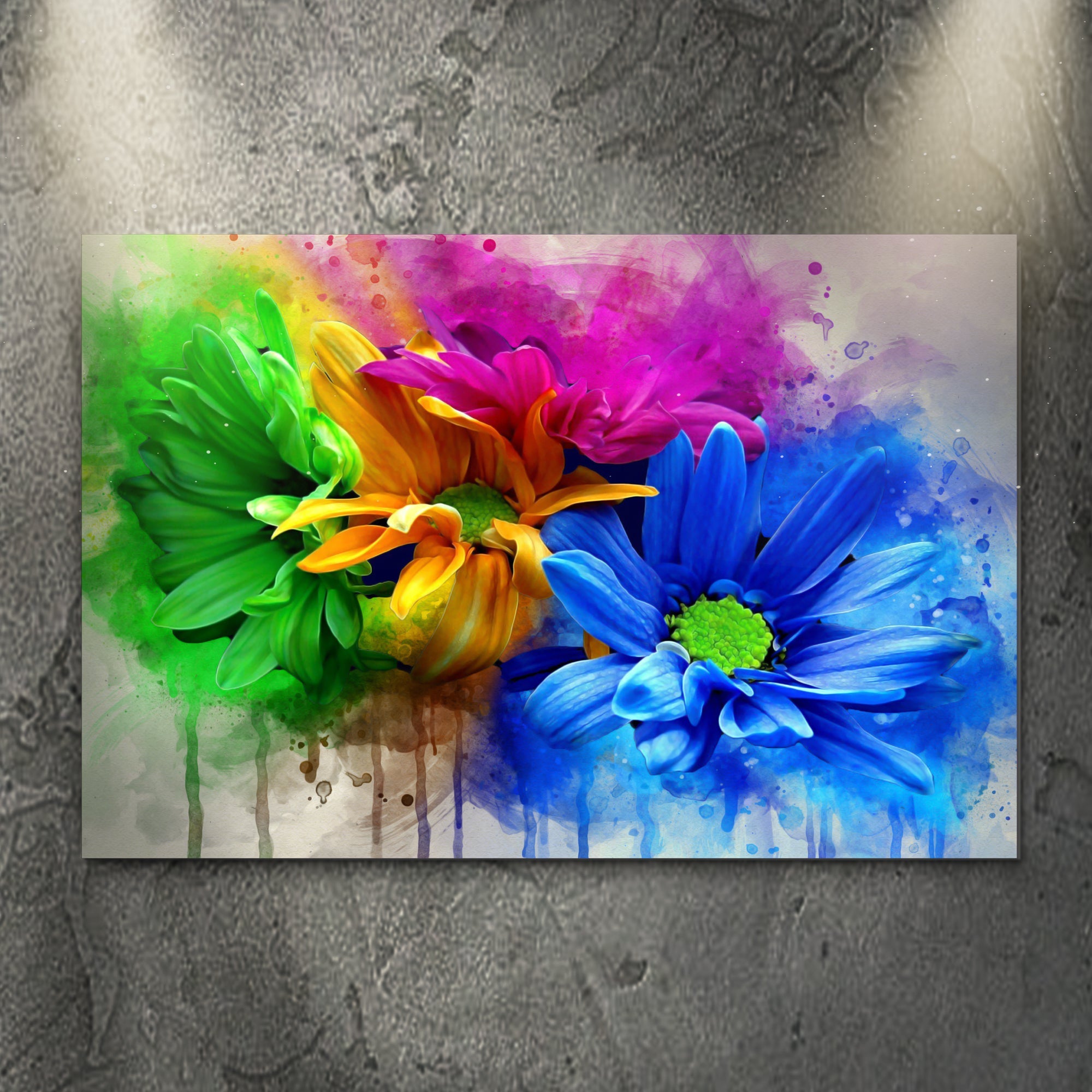 Watercolor Daisies Canvas Wall Art on sale at MyriadMart