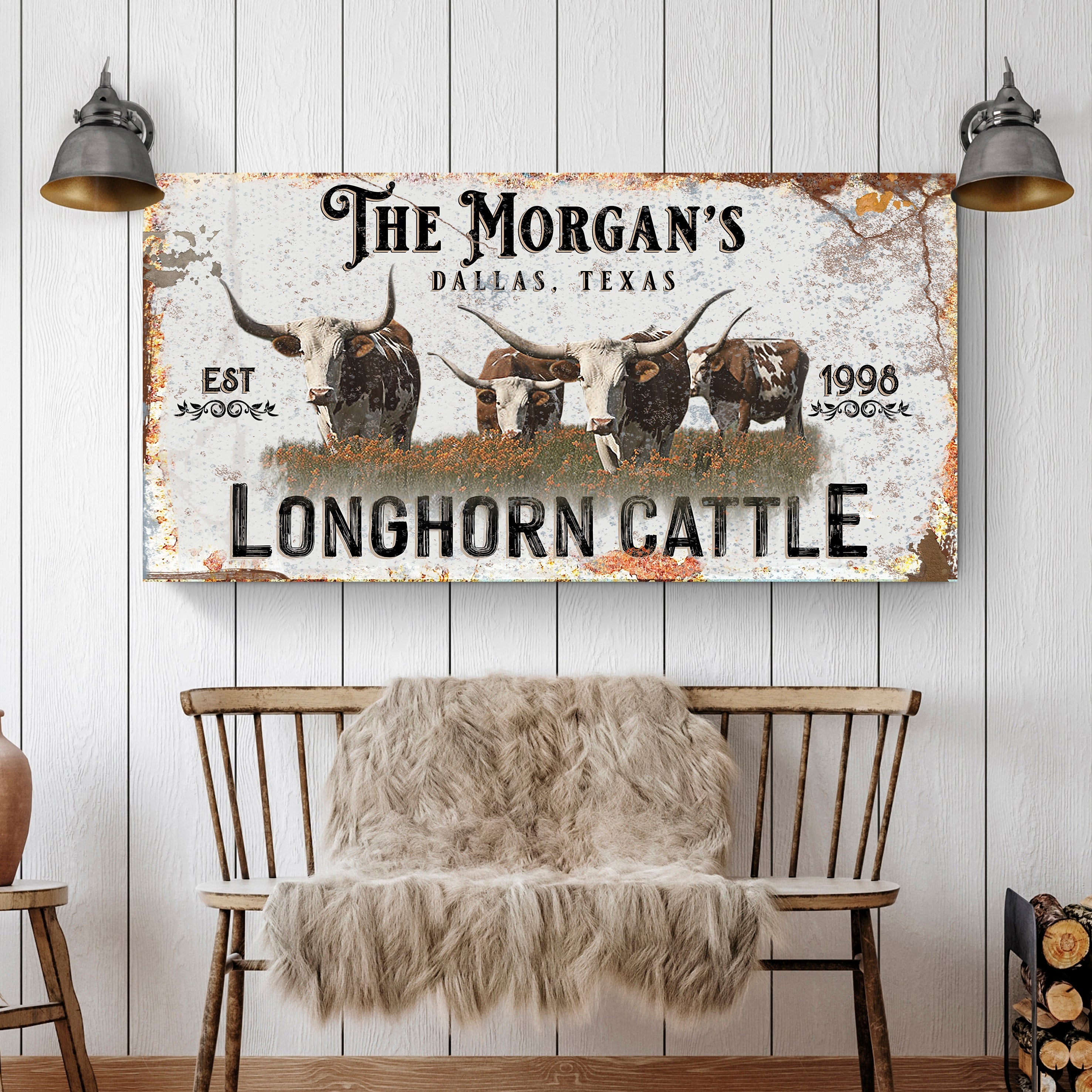 Personalized Long Horn Cattle Sign II on sale at MyriadMart