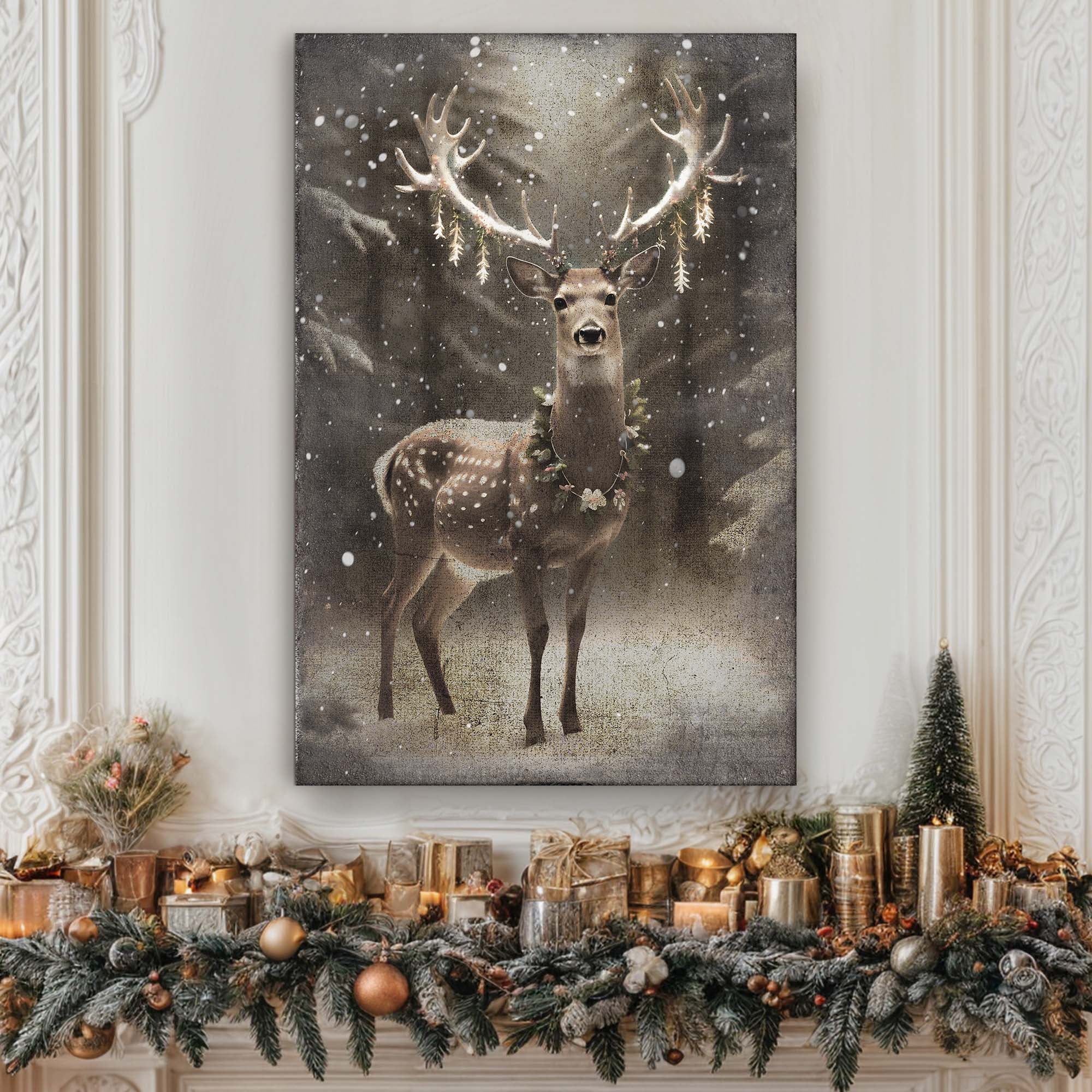 Vintage Winter Deer Christmas Wall Art on sale at MyriadMart
