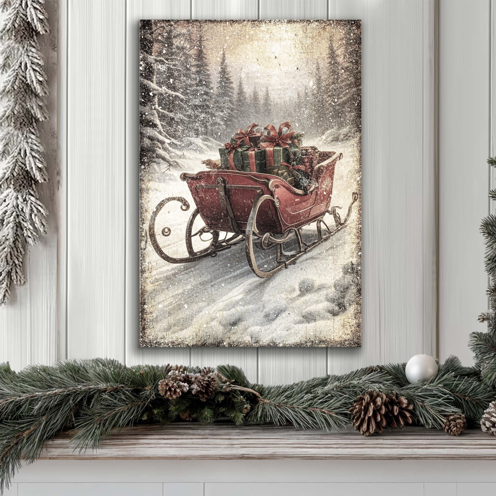 Vintage Christmas Sleigh Sled Wall Art IV on sale at MyriadMart