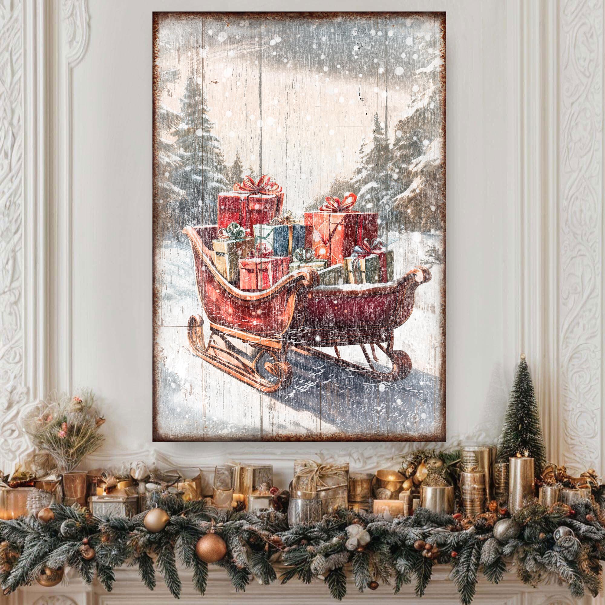 Vintage Christmas Sleigh Sled Wall Art V on sale at MyriadMart