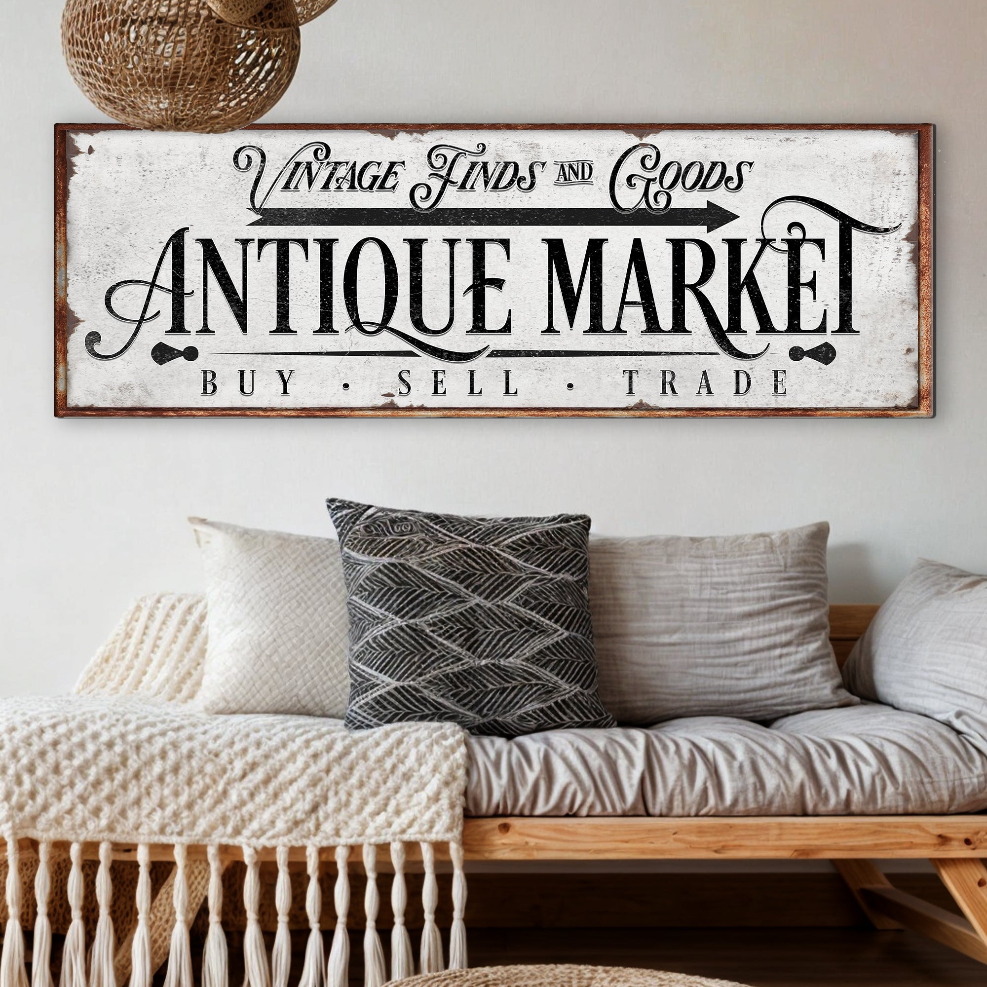 Vintage Antique Market Sign on sale at MyriadMart