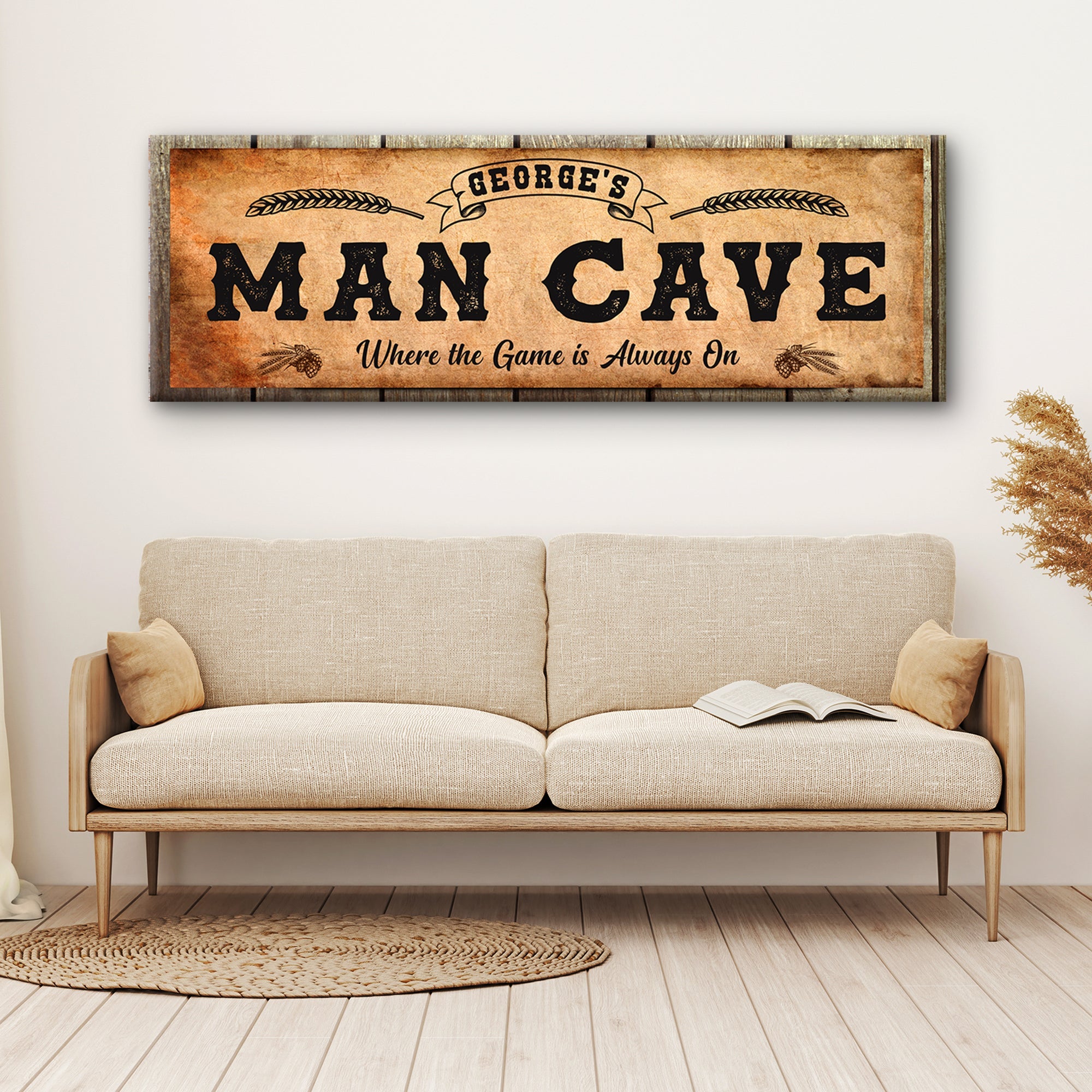 Personalized Man Cave Sign: Rustic Man Cave Sign for Custom Bar Signs or Home Bar on sale at MyriadMart