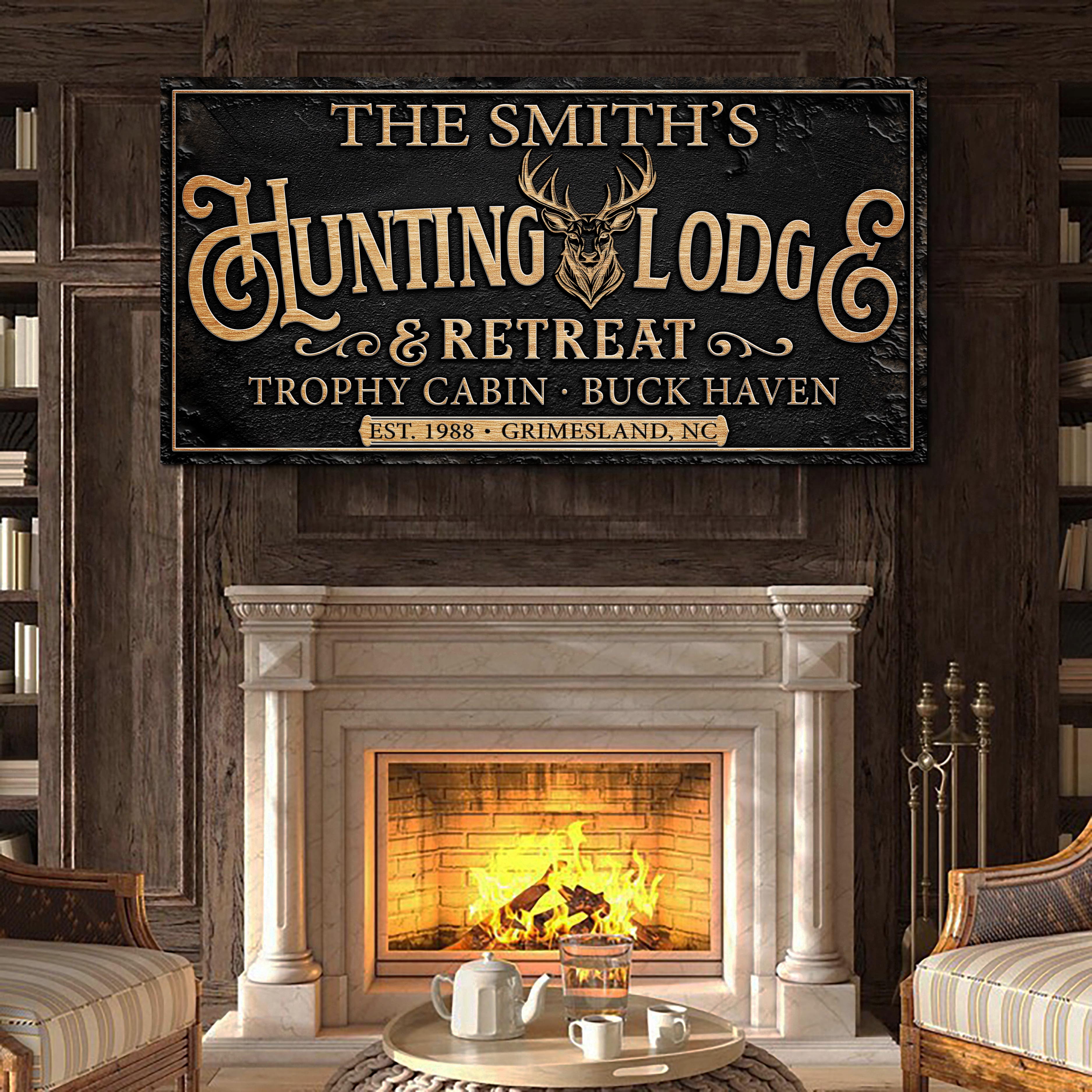 Family Hunting Lodge Retreat Sign on sale at MyriadMart