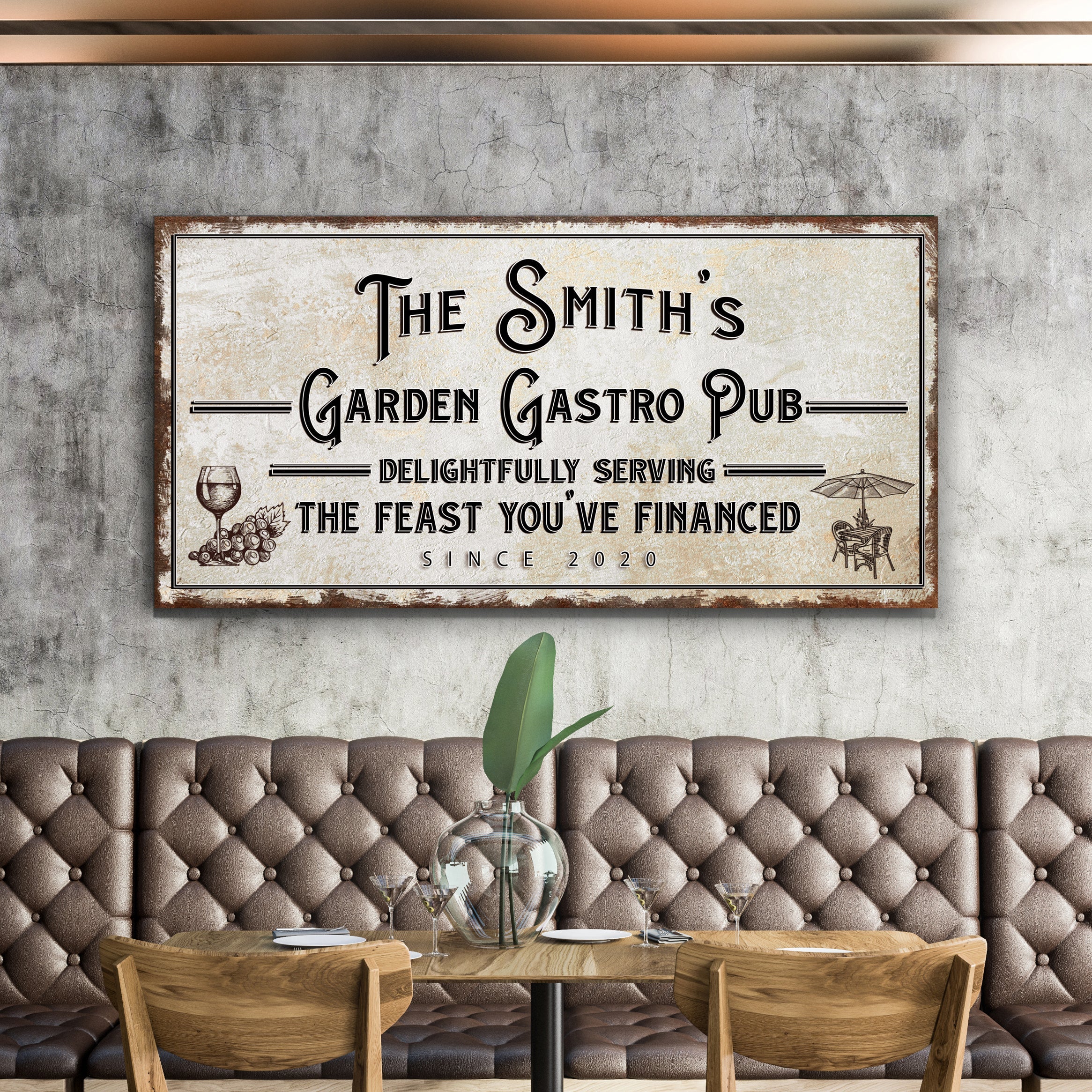 Garden Gastro Pub The Feast You've Financed Sign on sale at MyriadMart