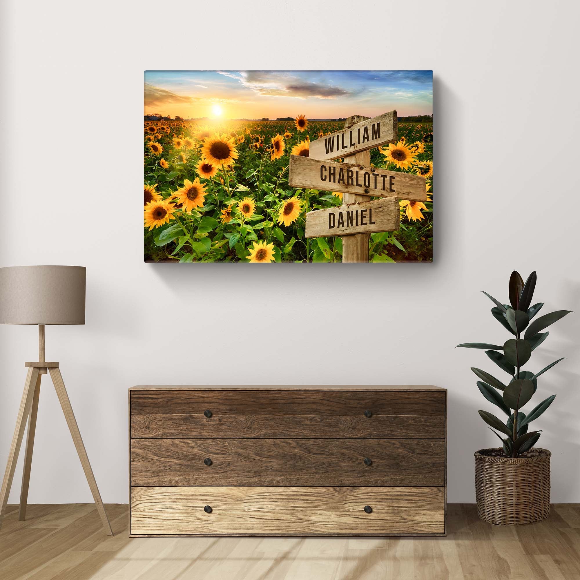 Sunflower Field Family Names Sign on sale at MyriadMart