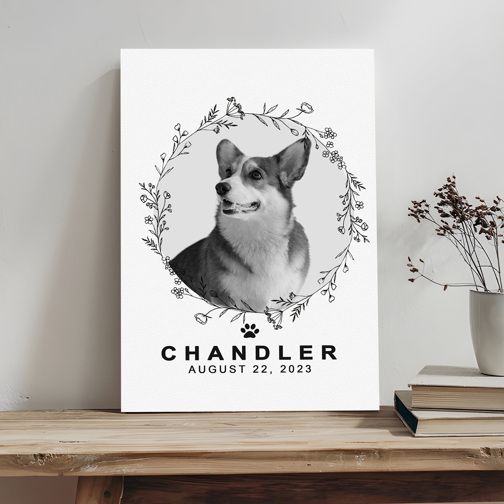 Pet Memorial Portrait Monochrome Sign on sale at MyriadMart